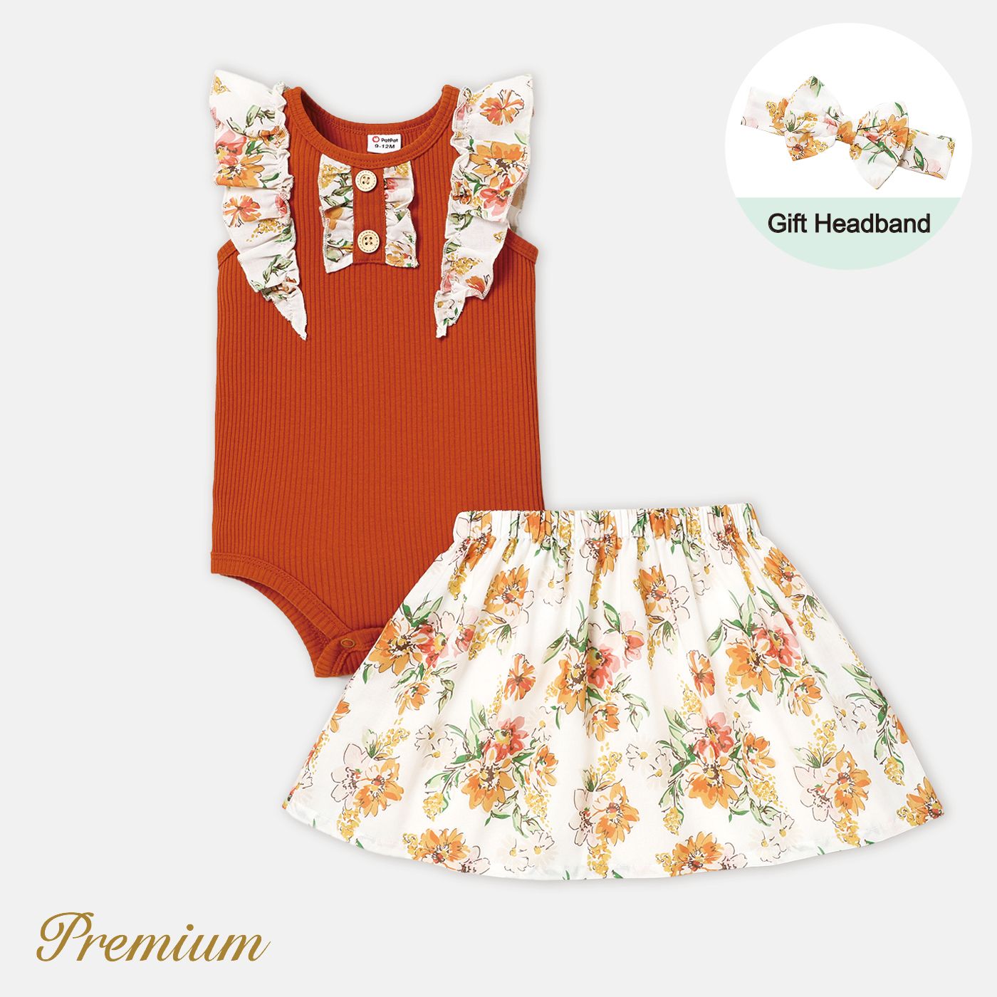 3pcs Baby Girl Cotton Ribbed Ruffle Trim Tank Romper and Floral Print Skirt & Headband Set
3pcs Baby Girl Cotton Ribbed Ruffle Trim Tank Romper and Floral Print Skirt & Headband Set