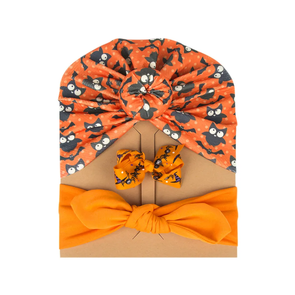 

3-pack Halloween Turban Hat & Headband & Hair Clip (Pattern Position Random)