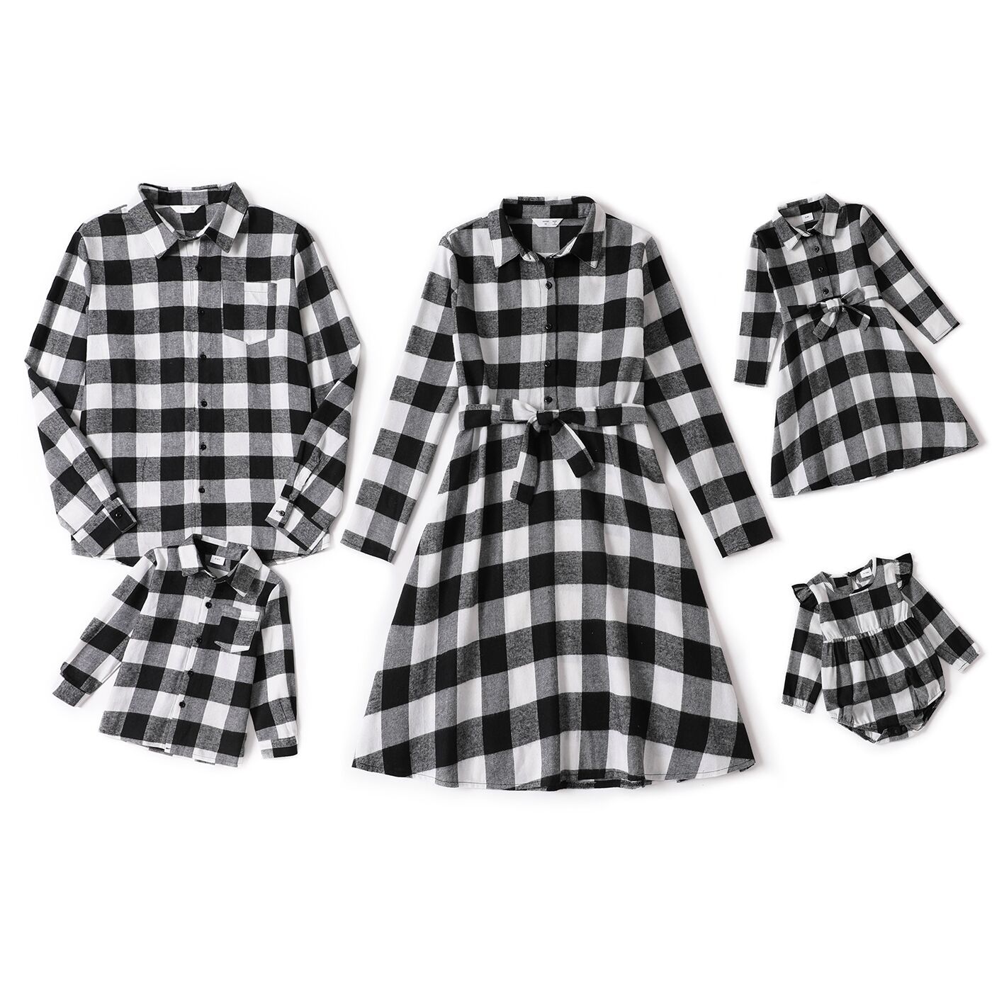 Red and Black Plaid Print Family Matching Sets(Lapel Long-sleeve Belted Dresses and Shirts)
Red and Black Plaid Print Family Matching Sets(Lapel Long-sleeve Belted Dresses and Shirts)