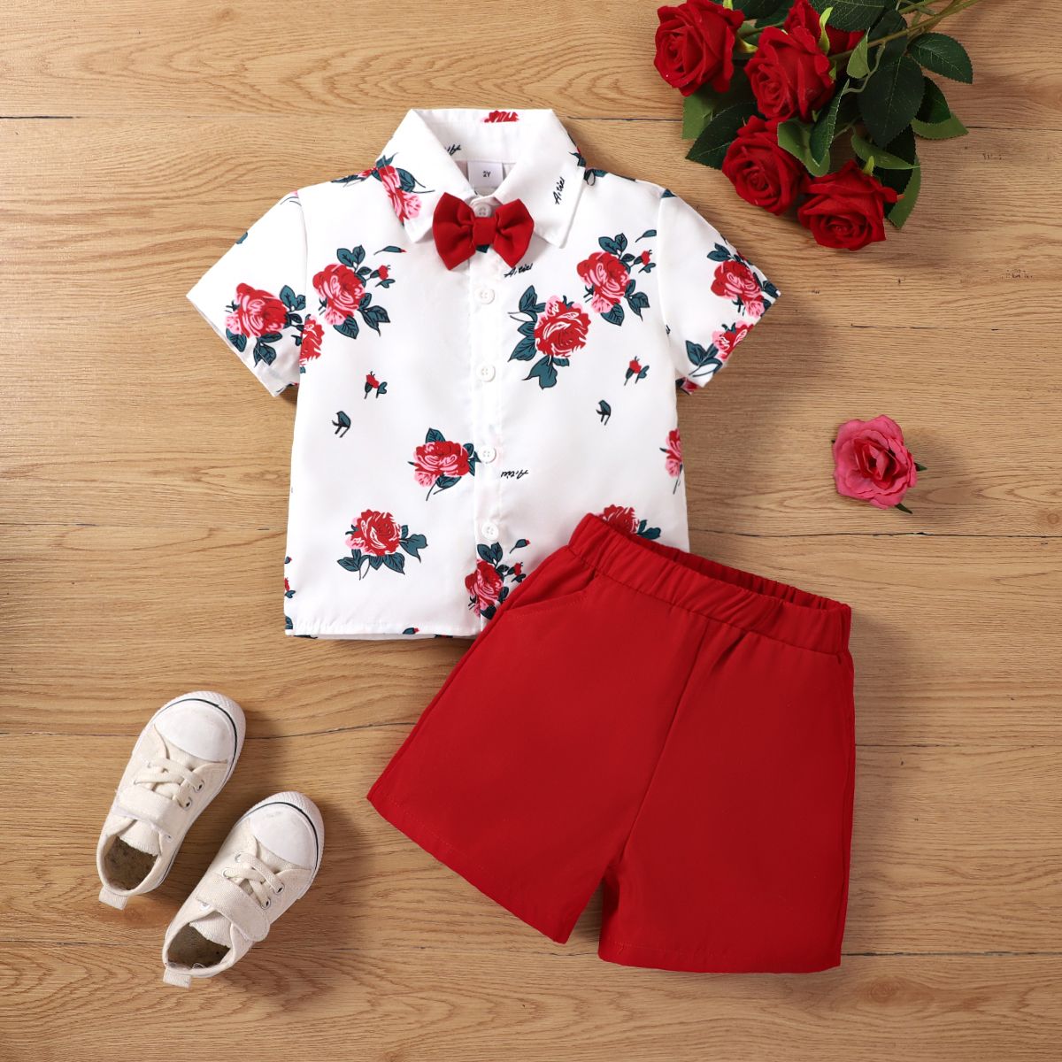 2Pcs Mother's Day Toddler Boy Preppy style Floral Print Bow Decor Short-sleeve Shirt & Shorts Set
2Pcs Mother's Day Toddler Boy Preppy style Floral Print Bow Decor Short-sleeve Shirt & Shorts Set