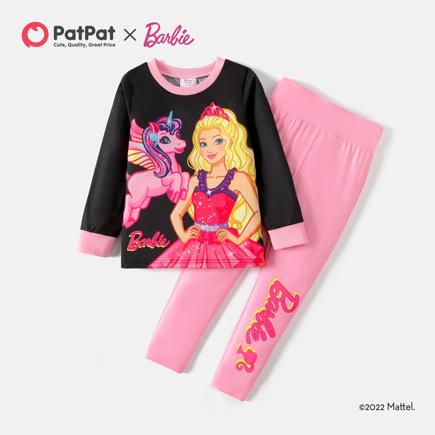 Barbie 2pcs Kid Girl Character Print Colorblock Sweatshirt and Letter Print Leggings Set
Barbie 2pcs Kid Girl Character Print Colorblock Sweatshirt and Letter Print Leggings Set
