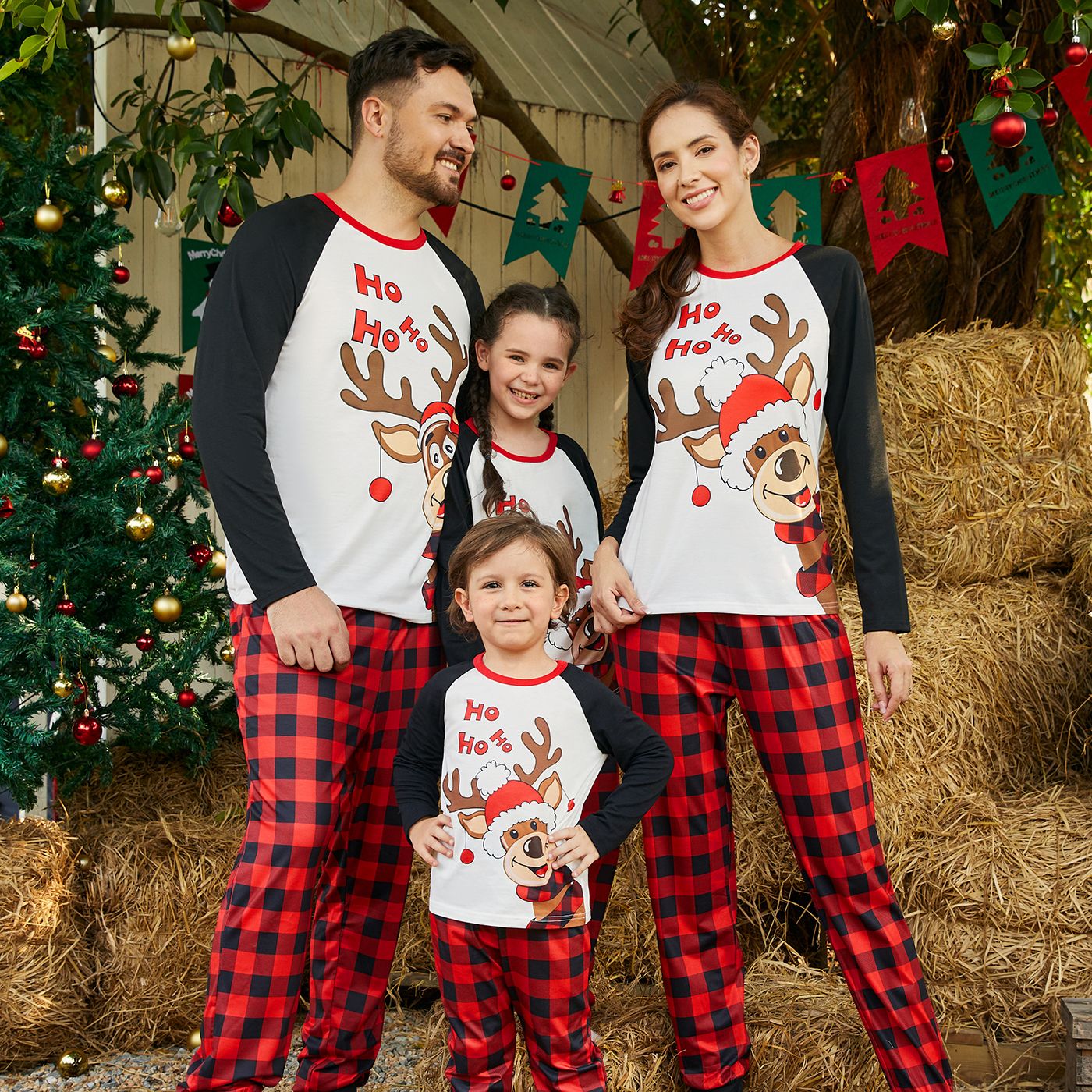 Christmas Reindeer and Red Plaid Print Long-sleeve Family Matching Pajamas Set (Flame Resistant)
Christmas Reindeer and Red Plaid Print Long-sleeve Family Matching Pajamas Set (Flame Resistant)