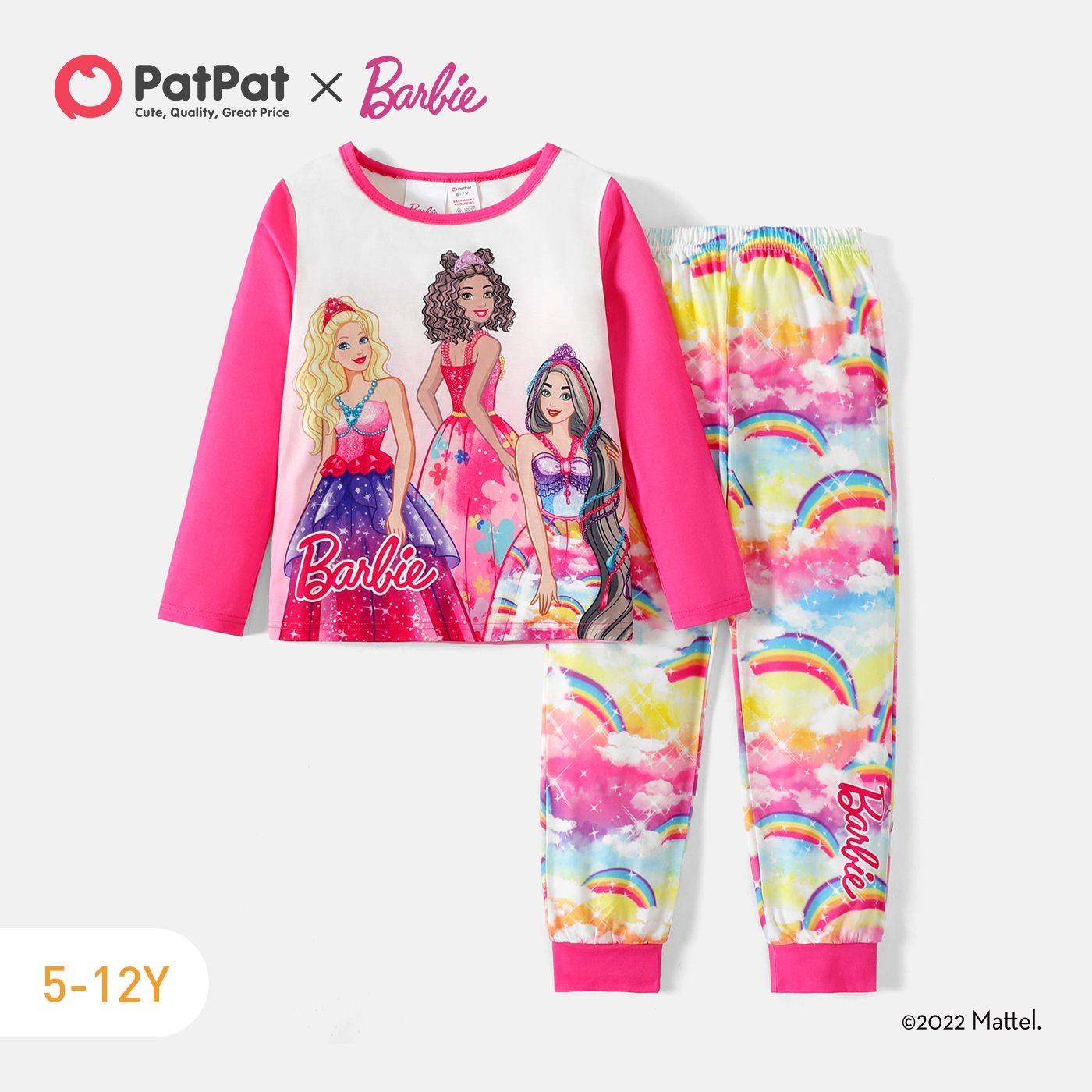 Barbie 2pcs Kid Girl Character Print Long-sleeve Tee and Rainbow Print Pants Pajamas Sleepwear Set
Barbie 2pcs Kid Girl Character Print Long-sleeve Tee and Rainbow Print Pants Pajamas Sleepwear Set