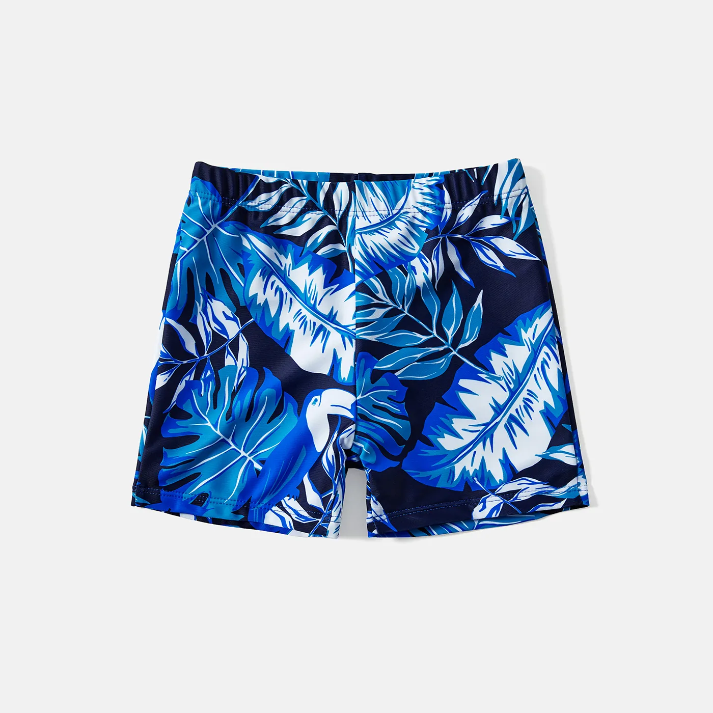 

Family Matching Palm Leaves Print Blue One-piece Swimsuit