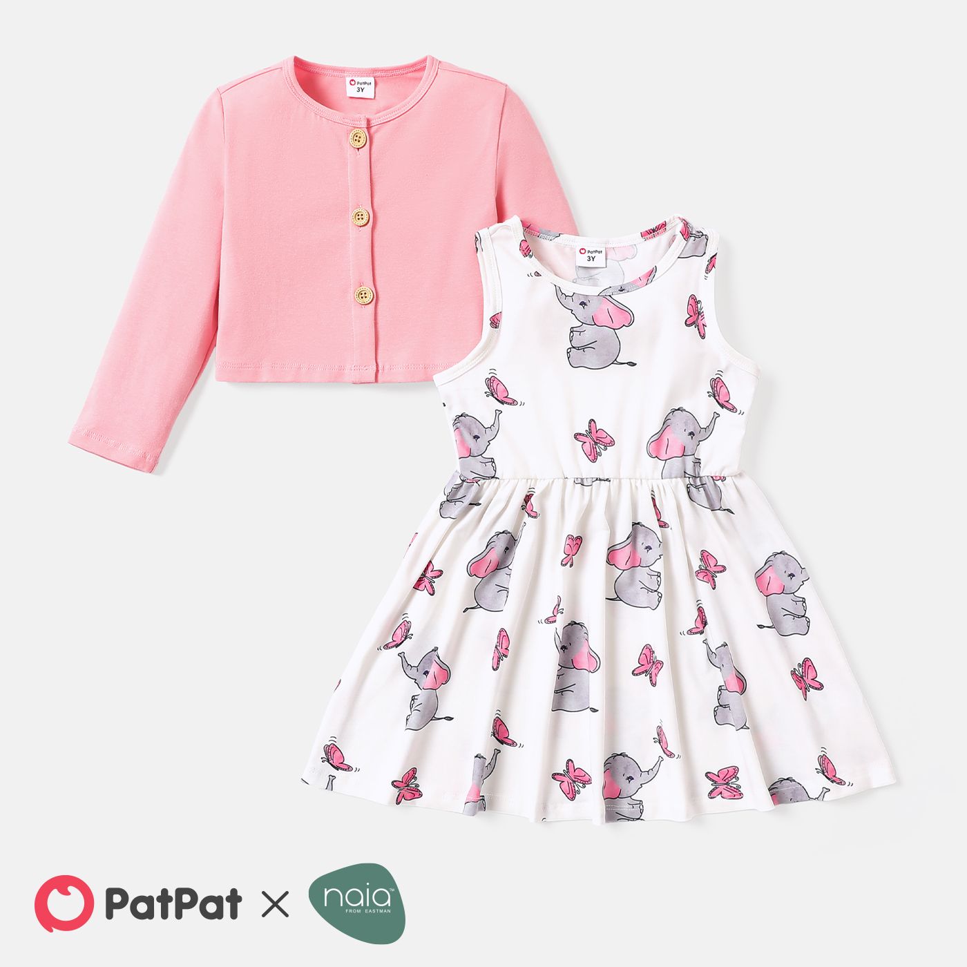 Naia 2pcs Toddler Girl Elephant Print Sleeveless Dress and Button Design Cardigan Set
Naia 2pcs Toddler Girl Elephant Print Sleeveless Dress and Button Design Cardigan Set