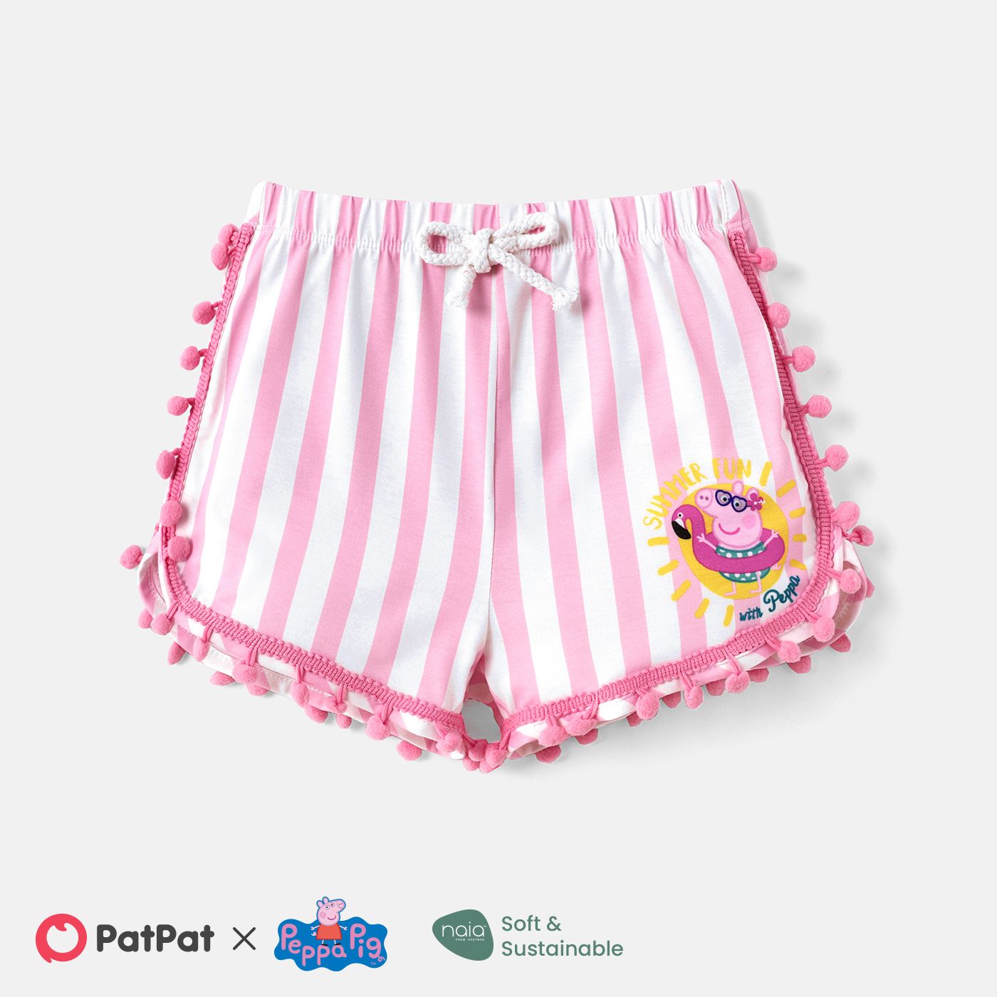 

Peppa Pig Toddler Girl Polka dots/Stripe Pompom Design Shorts