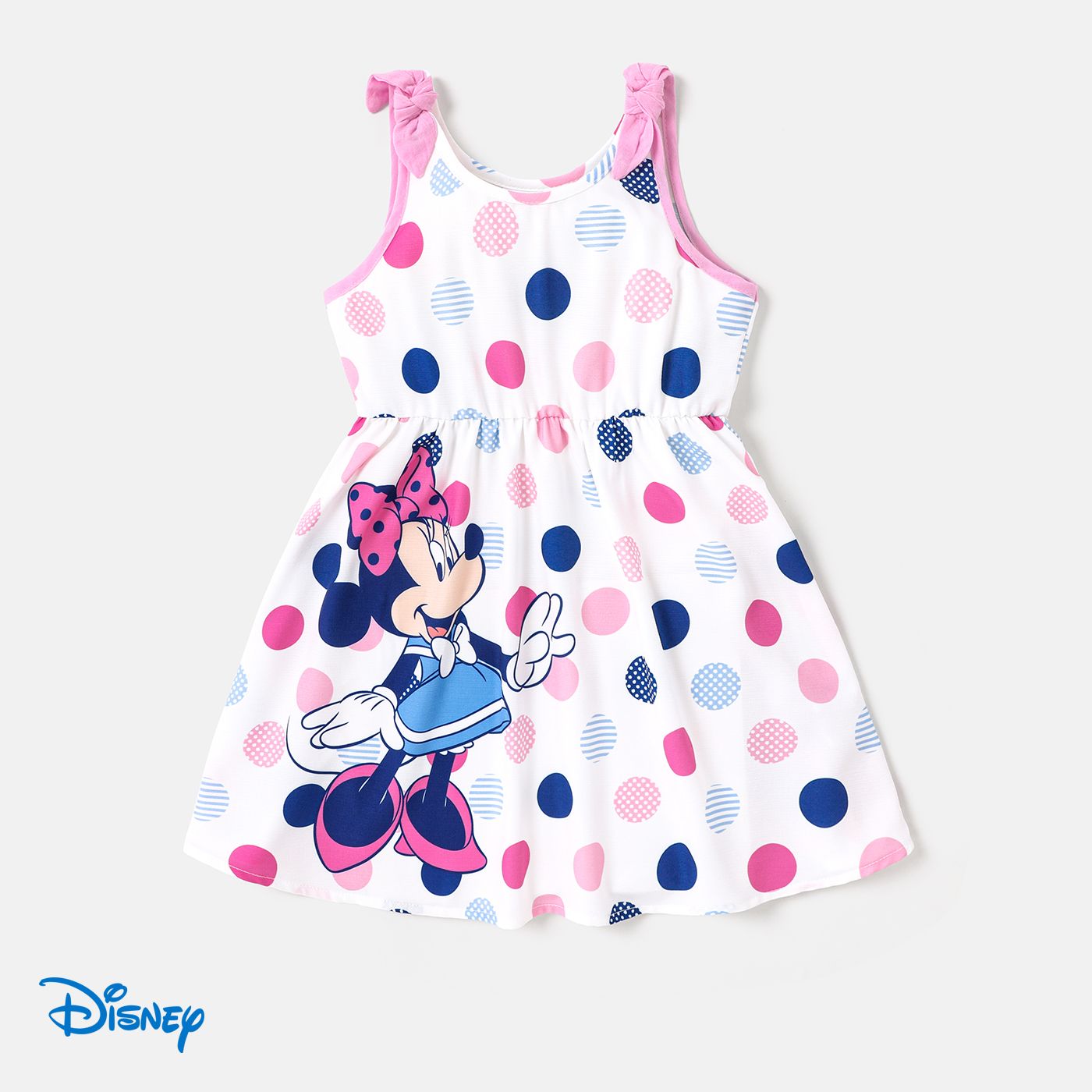 

Disney Mickey and Friends Toddler Girl Character Print Polka Dots/Stripe Cami Dress