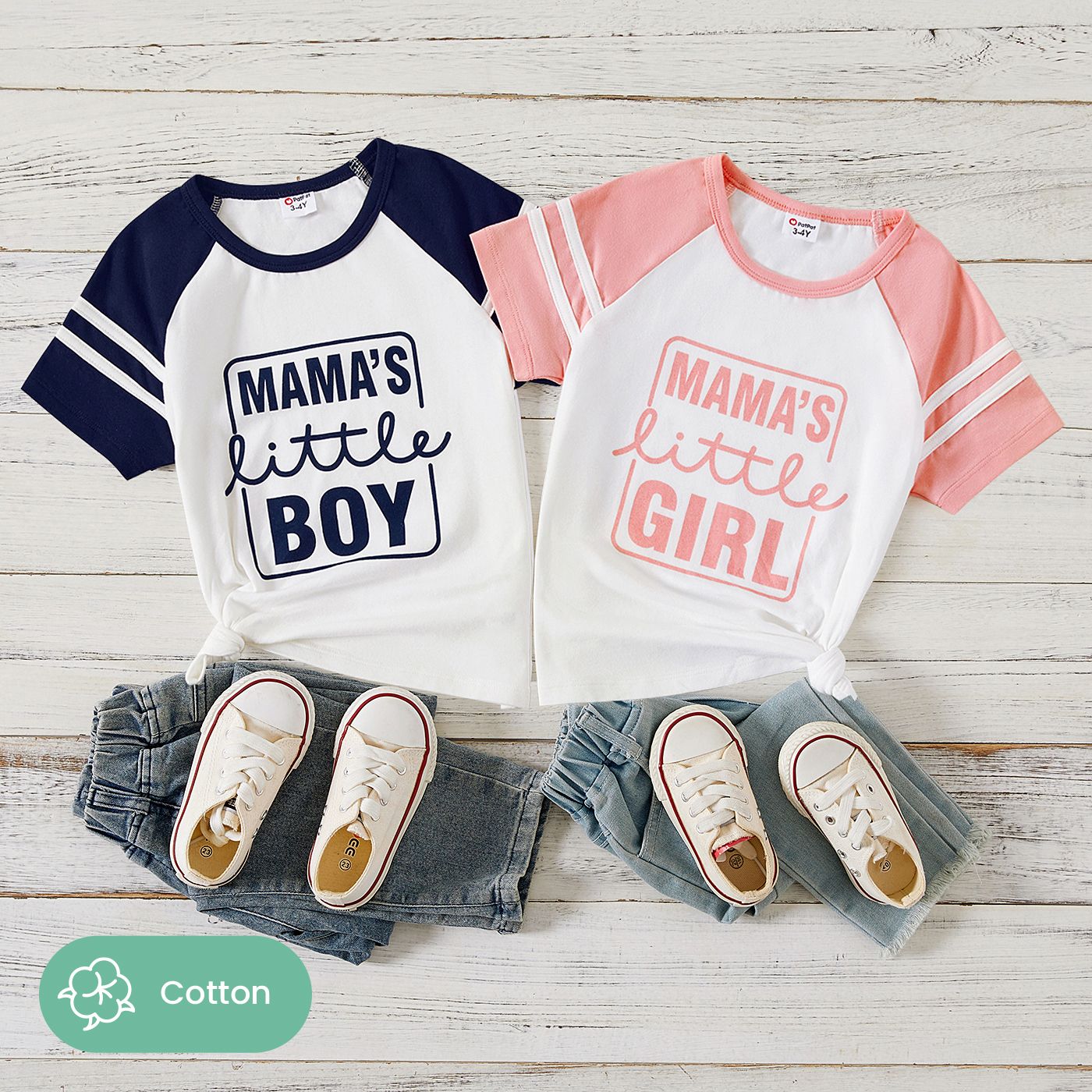 

Sibling Matching School Cotton Letters Print Short-sleeve Tops