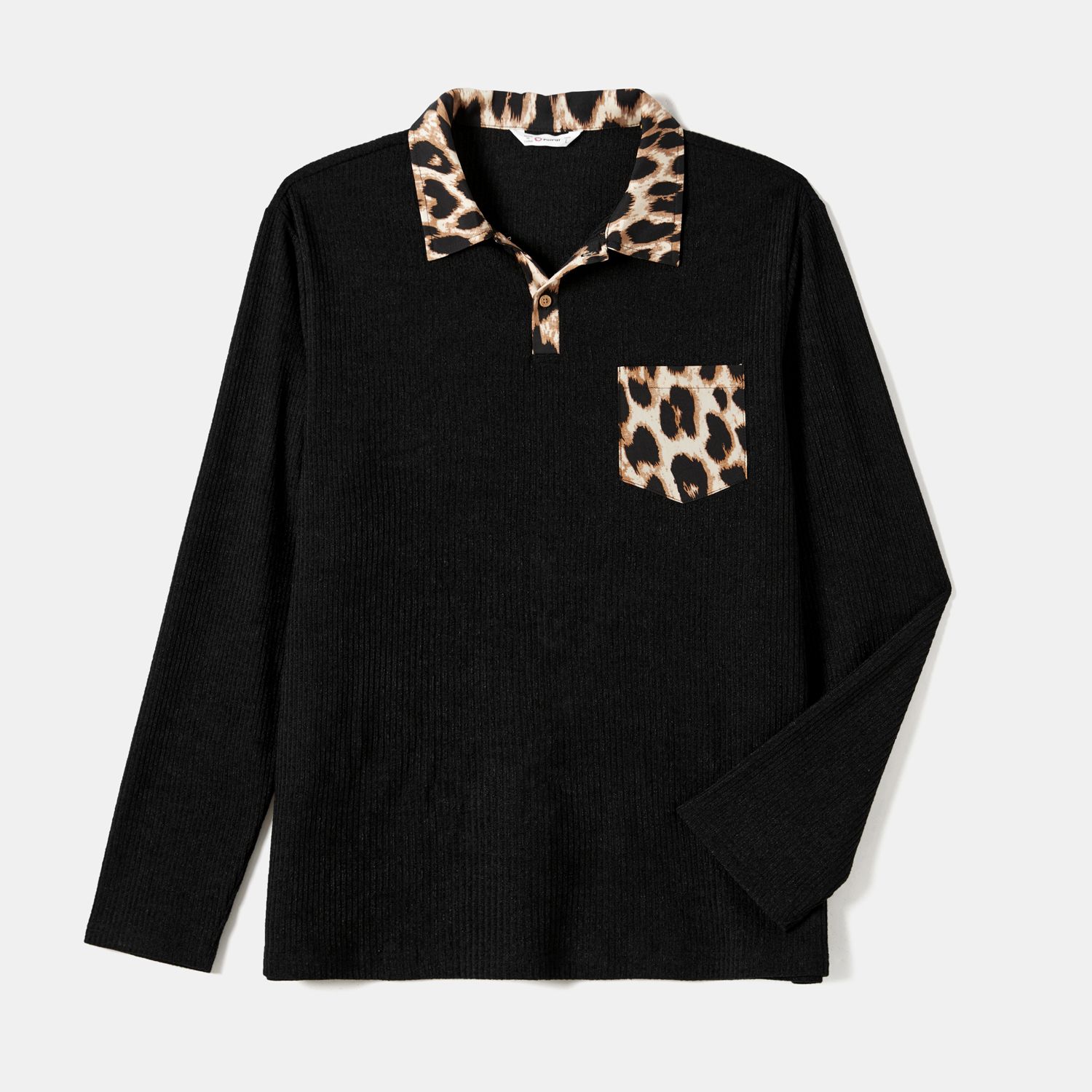 

Family Matching Long-sleeve Shirts and Rib Knit Spliced Leopard Belted Dresses Sets