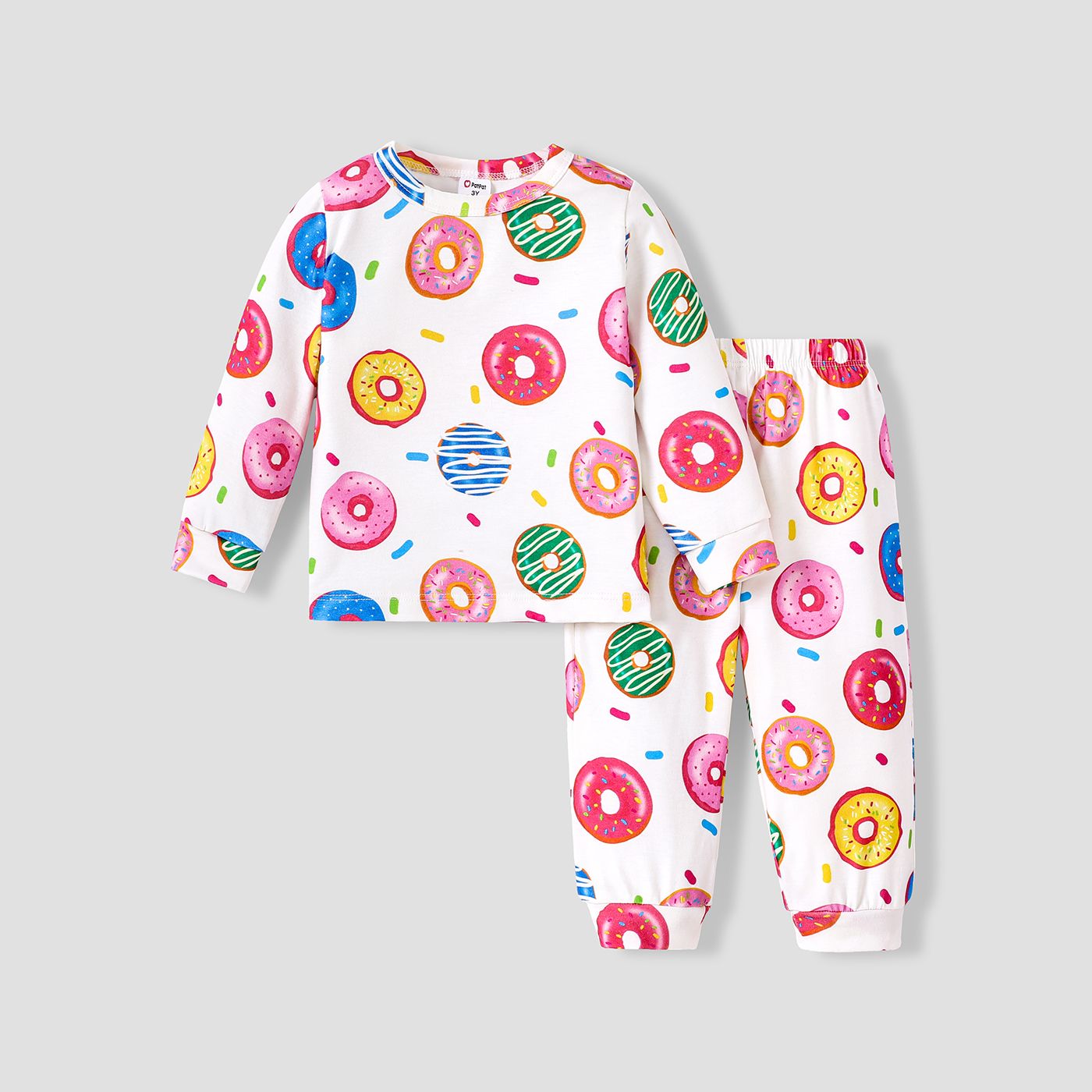 

Toddler Girl 2pcs Donut Print Pajamas Set