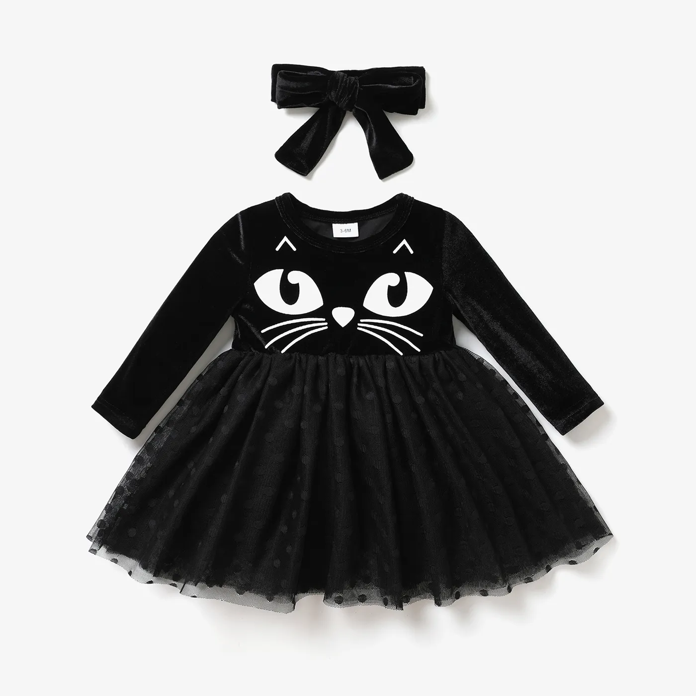 

2PCS Sweet Baby girl Cat Expression Stitched Dress