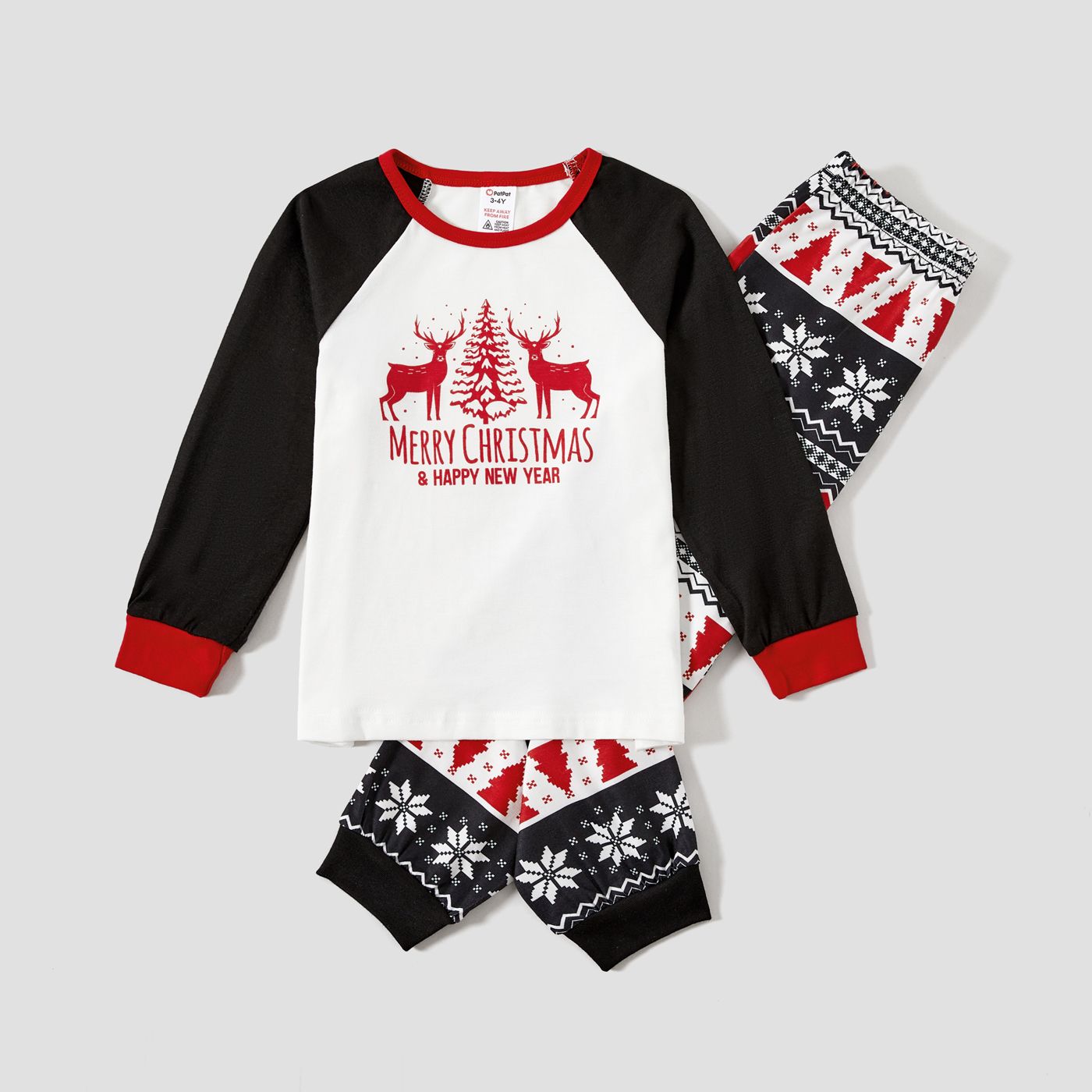 

Christmas Letter & Bear Print Raglan-sleeve top and Pants Family Matching Pajamas Sets (Flame Resistant)