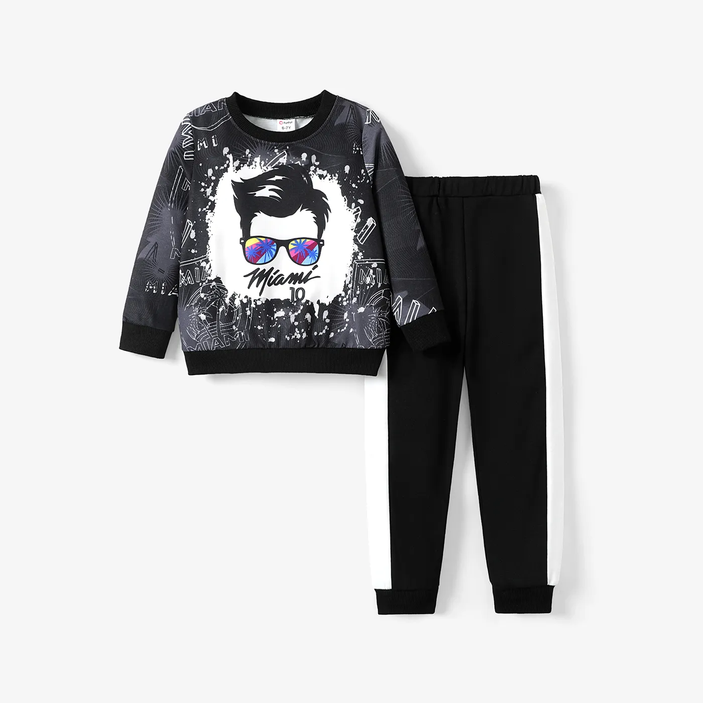 

Kid Boy/Girl 2pcs Character Print Tie-dyed Sweatshirt and Sweatpants Set