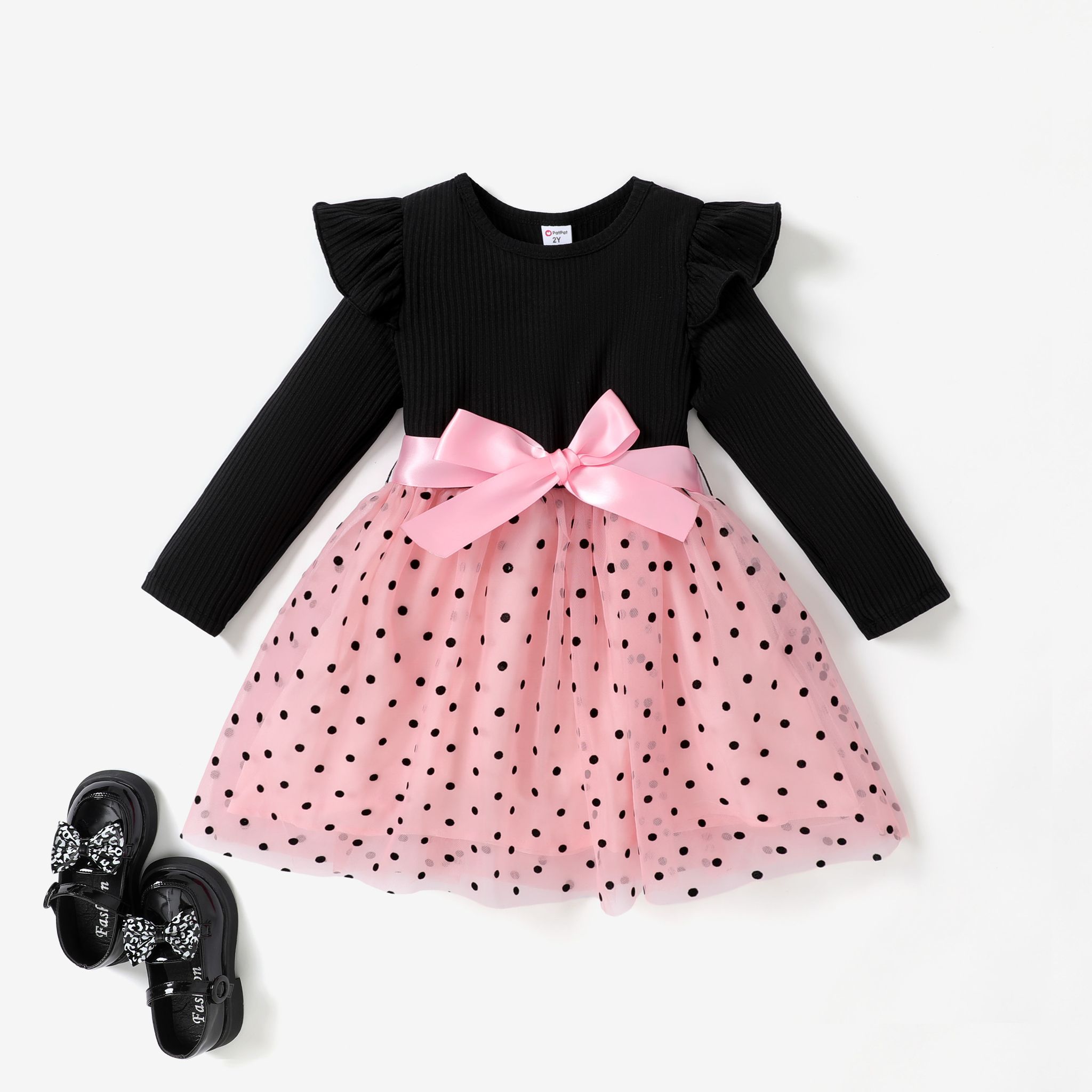 

Toddler Girl Sweet Polka Dot Flutter Sleeve Dress