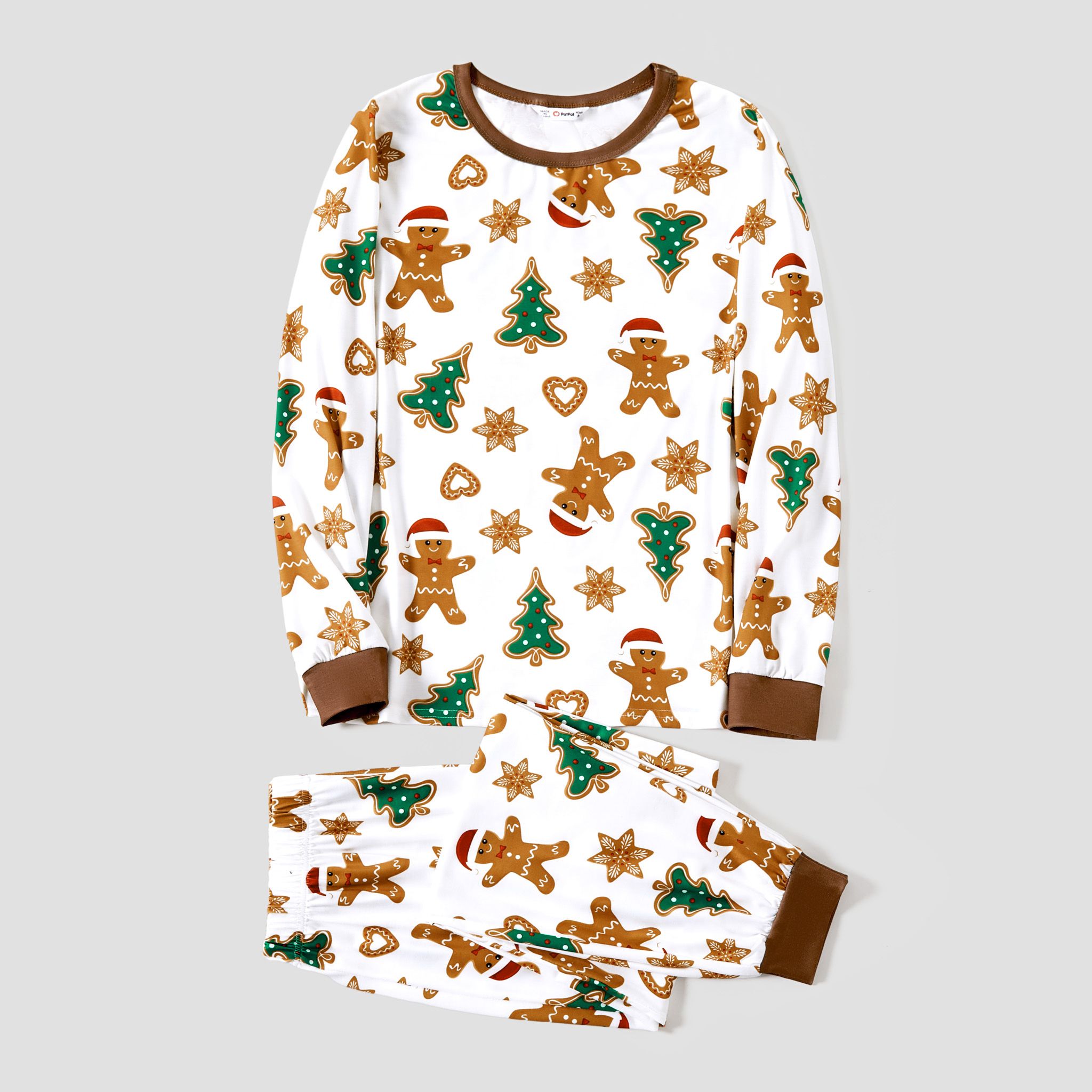 

Christmas Family Matching Cartoon Gingerbread Man and Tree All-over Print Long-sleeve Pajamas Sets(Flame resistant)