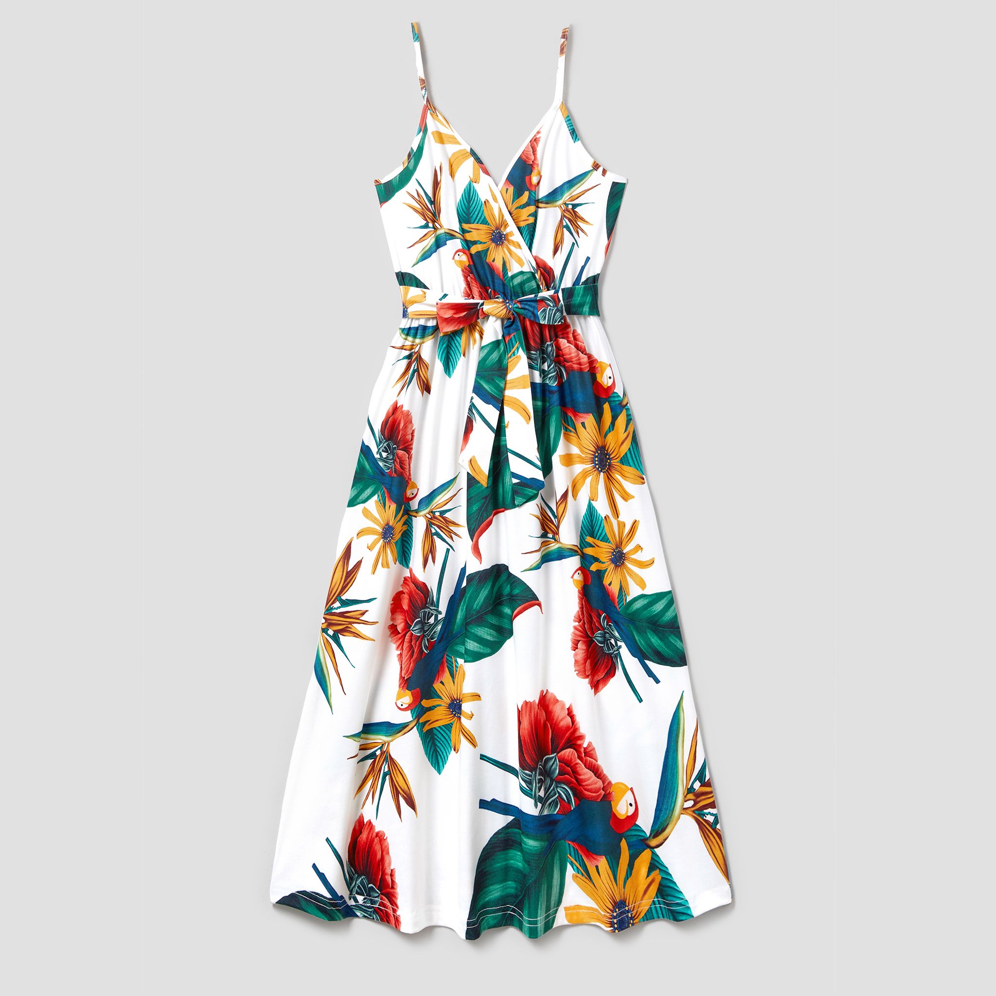 Family Matching Tropical Leaf and Floral printed Dress and Triple Color Stripe Top Sets
Family Matching Tropical Leaf and Floral printed Dress and Triple Color Stripe Top Sets