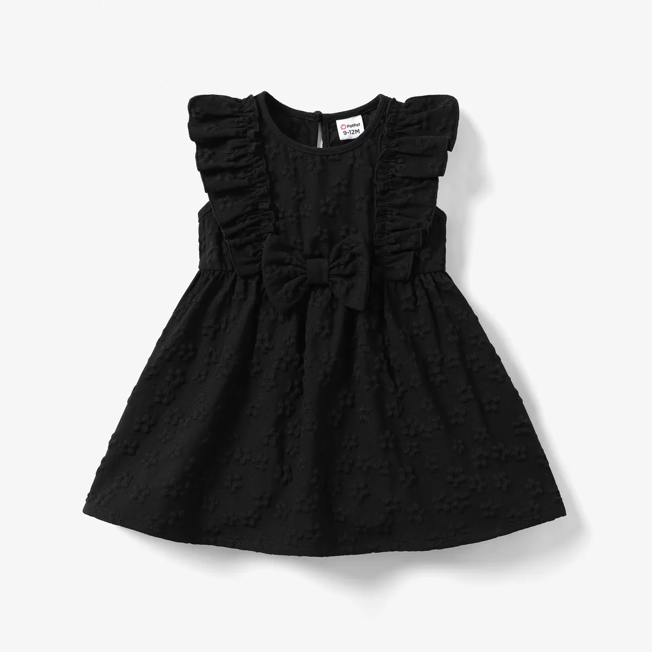 Baby Girl Sweet Textured Bowknot Flutter-sleeve Dress 
Baby Girl Sweet Textured Bowknot Flutter-sleeve Dress