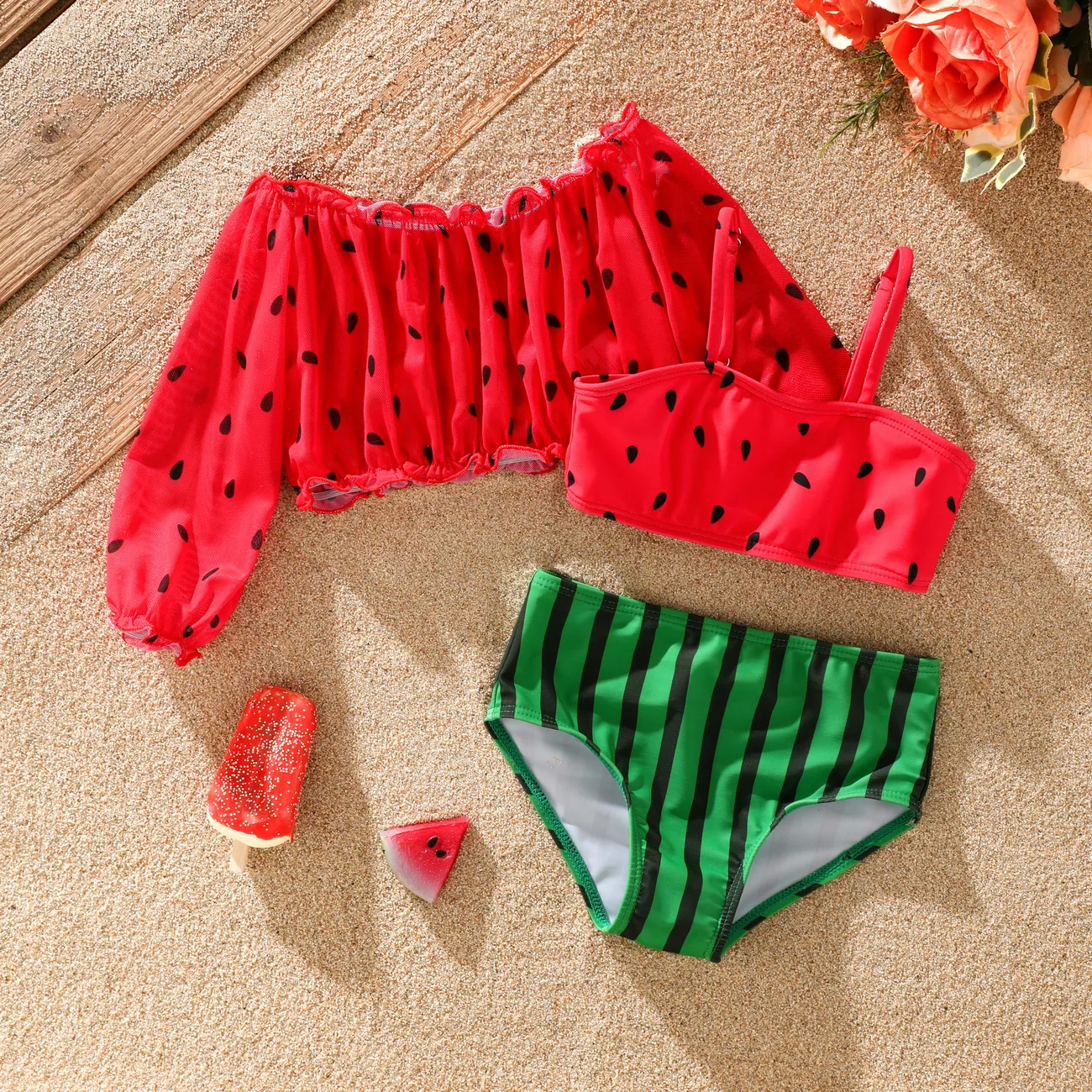 Watermelon Off-shoulder Toddler Girl 3pcs Swimsuit Set
Watermelon Off-shoulder Toddler Girl 3pcs Swimsuit Set