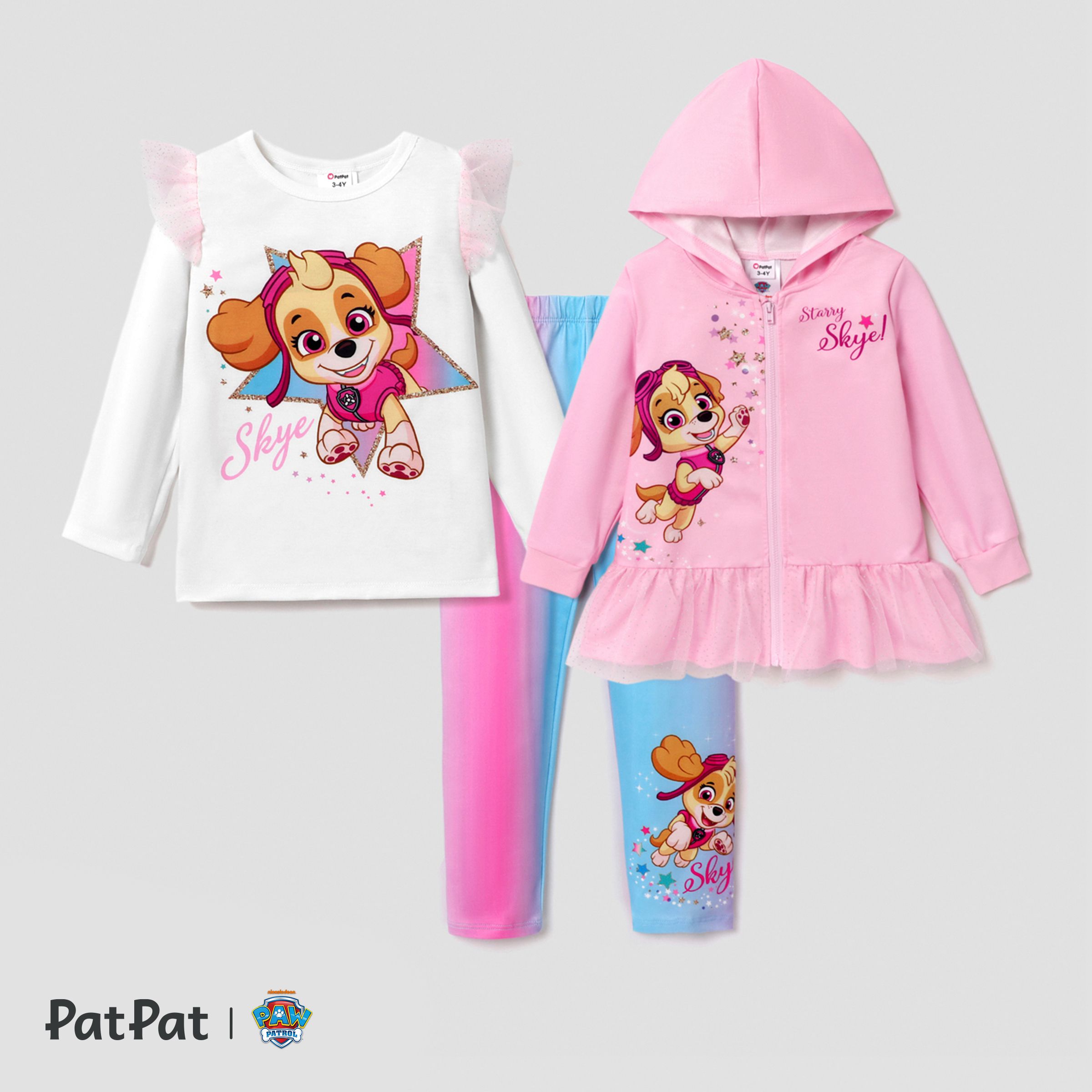 

PAW Patrol Toddler Girl Character Print Hooded Jacket or Mesh Flutter-sleeve Sweatshirt or Colorful Print Leggings