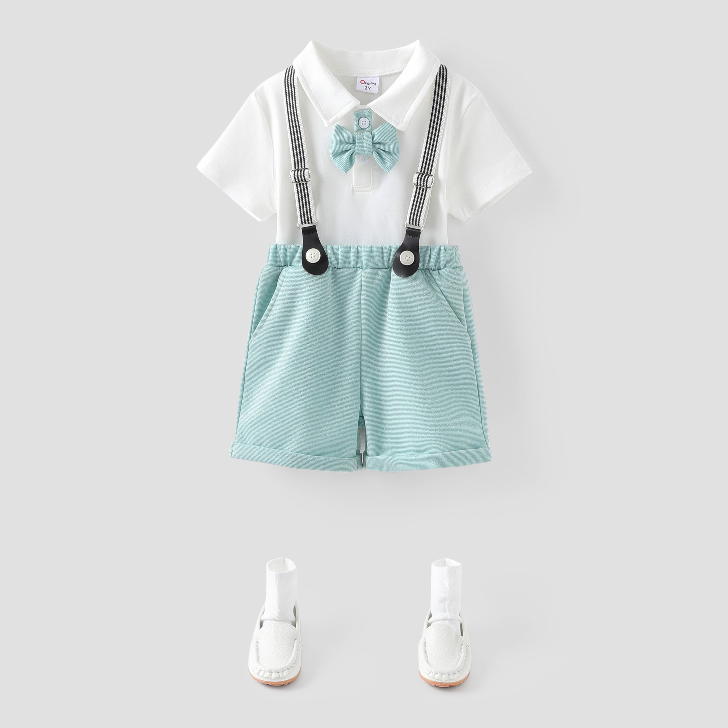 Toddler Boy 3pcs Bowknot Shirt and Shorts with Detachable Strap Set/ 10-Pack Socks/ Shoes
Toddler Boy 3pcs Bowknot Shirt and Shorts with Detachable Strap Set/ 10-Pack Socks/ Shoes