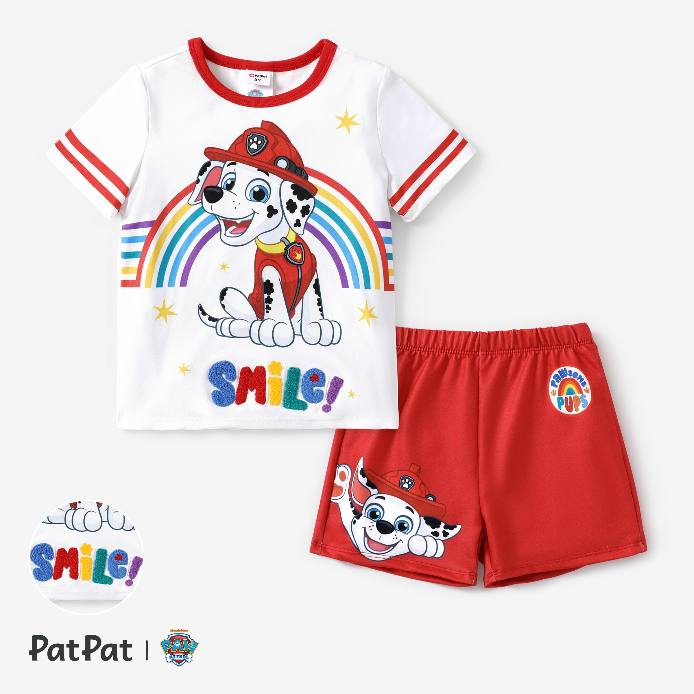 

PAW Patrol Toddler Girls/Boys 2pcs Character Rainbow Print T-shirt with Shorts Sporty Set