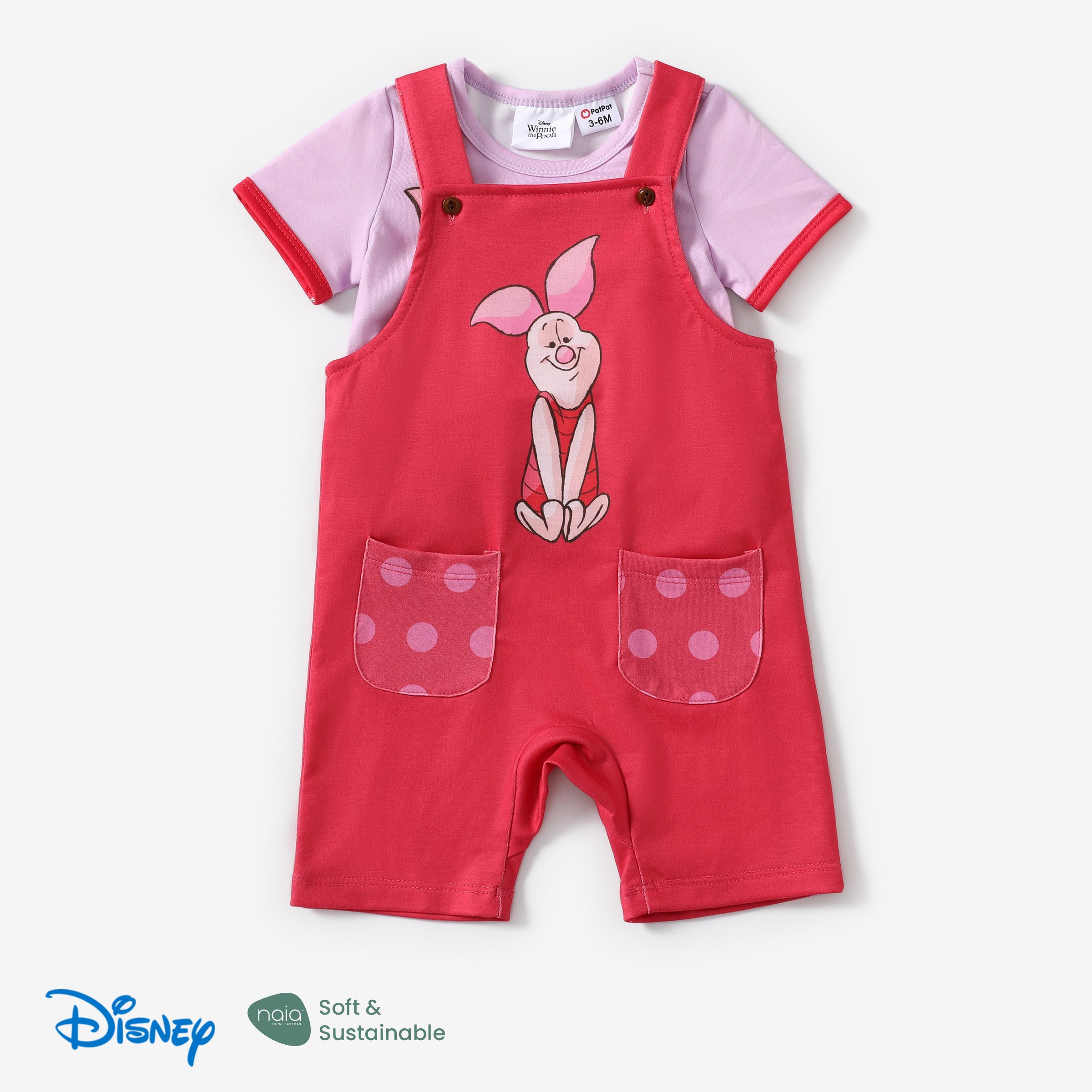 

Disney Winnie the Pooh Baby Boys/Girls 2pcs Naia™ Character Print Tee with Pocket Overalls Set