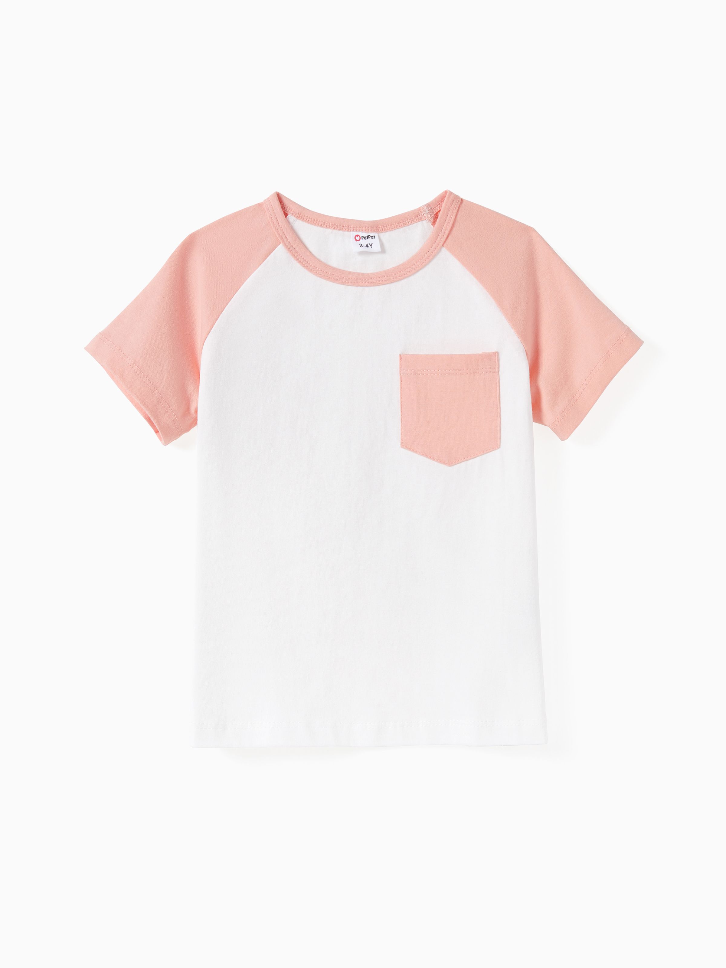 

Family Matching Solid Color/ Raglan Sleeves Tee and Pink Cami Embroidered Tulle Strap Dress Sets