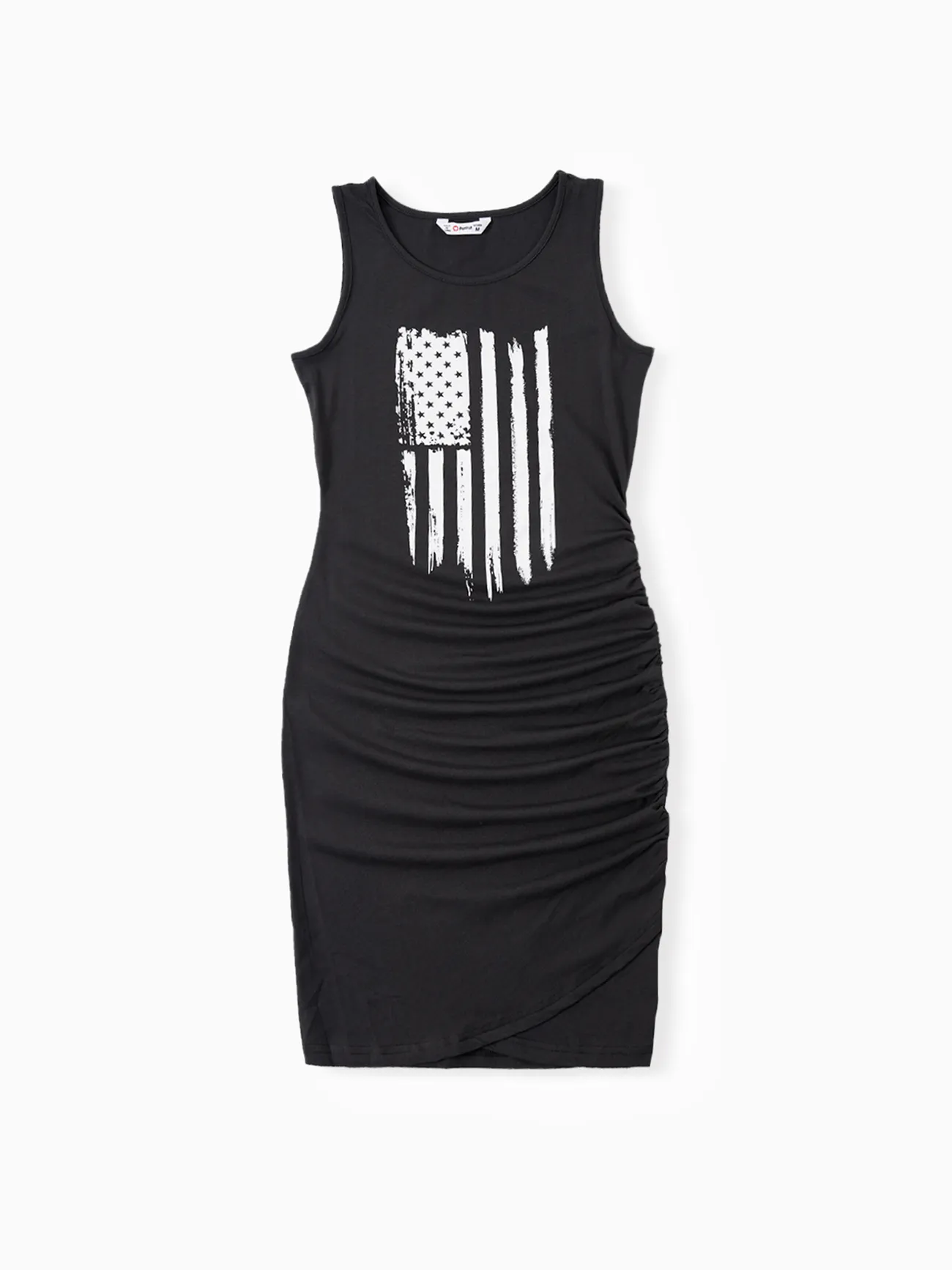 Mommy and Me American Flag Sleeveless Ruched Dress 
Mommy and Me American Flag Sleeveless Ruched Dress