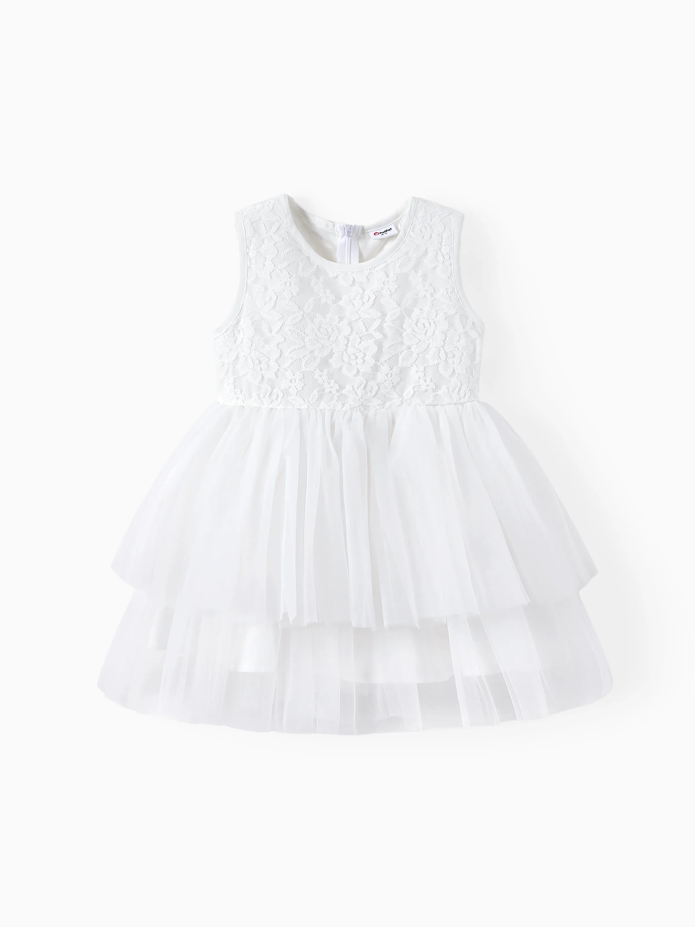 

Toddler Girl Double-layered Mesh Floral Lace Tulle Dress