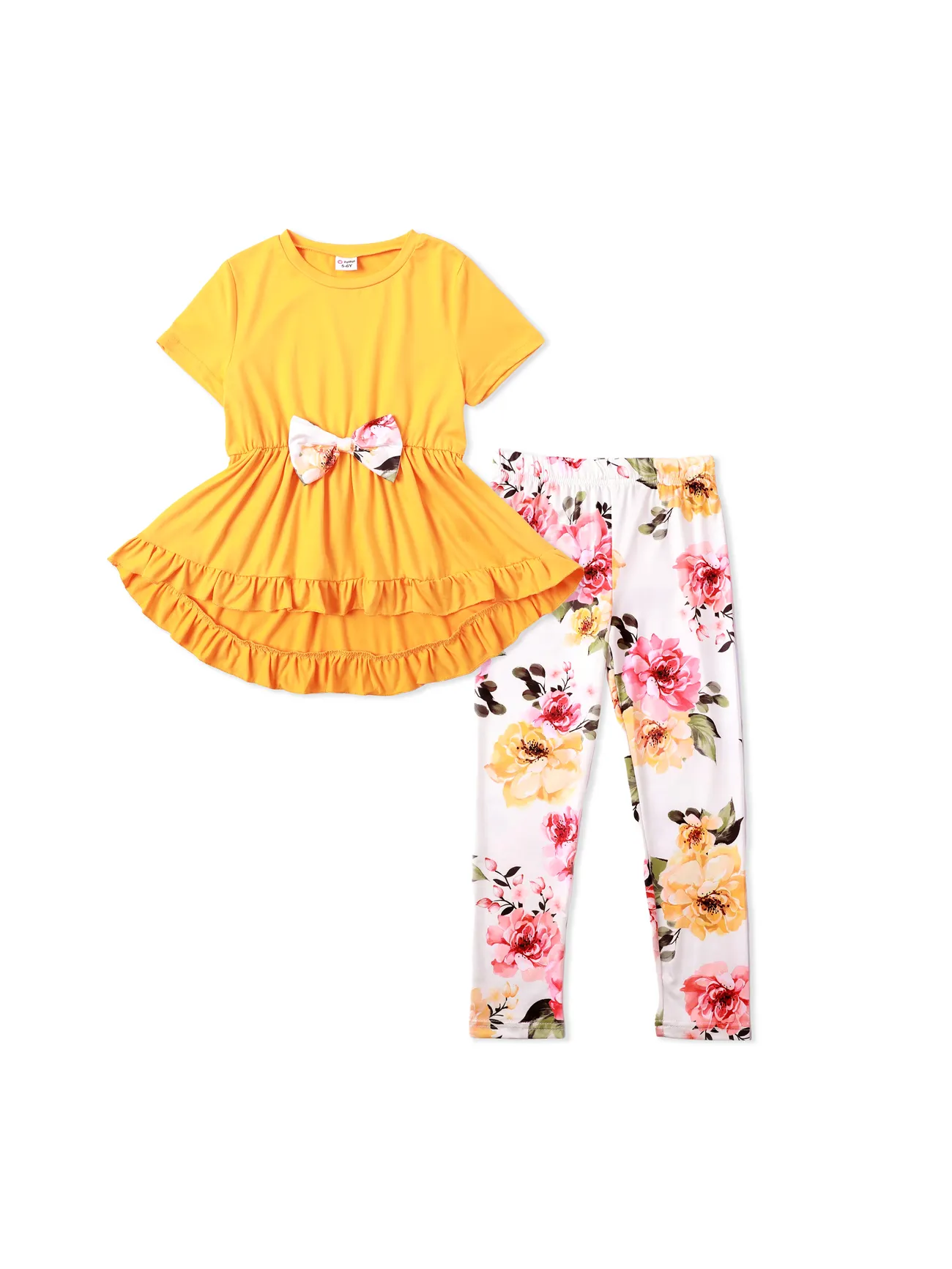 2pcs Kid Girl Bow Front Peplum Top and Plant Floral Pants Set
2pcs Kid Girl Bow Front Peplum Top and Plant Floral Pants Set