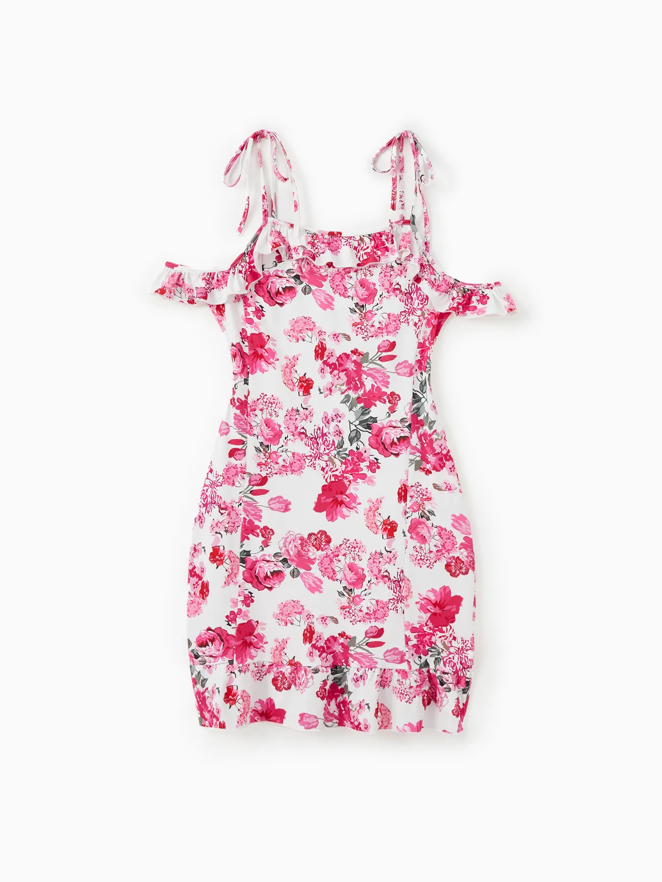 Family Matching Pink Floral Open Shoulder Ruffle Trim Body-con Strap Dresses
Family Matching Pink Floral Open Shoulder Ruffle Trim Body-con Strap Dresses