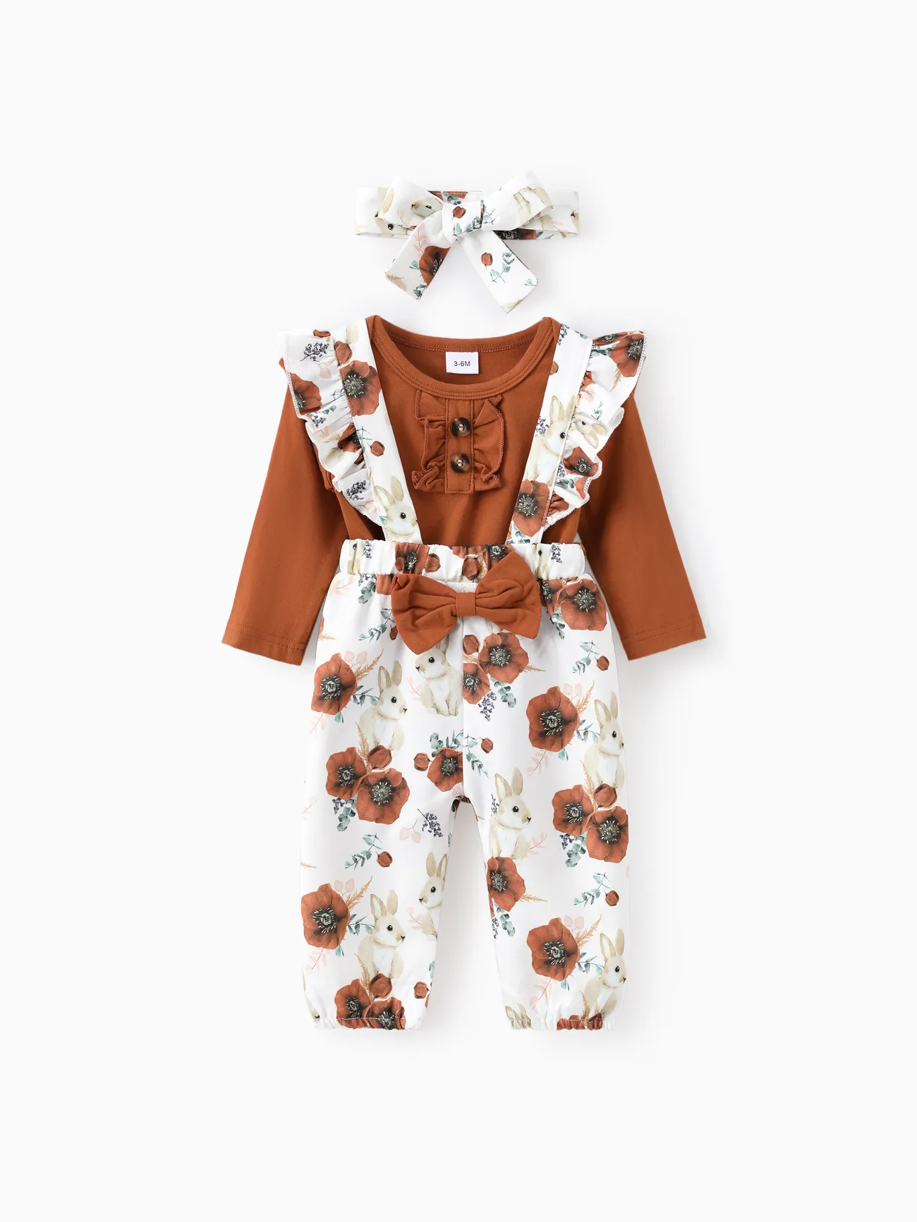 Baby Girl 3pcs Sweet Solid Romper and Floral Print Ruffled Overalls with Headband Set
Baby Girl 3pcs Sweet Solid Romper and Floral Print Ruffled Overalls with Headband Set
