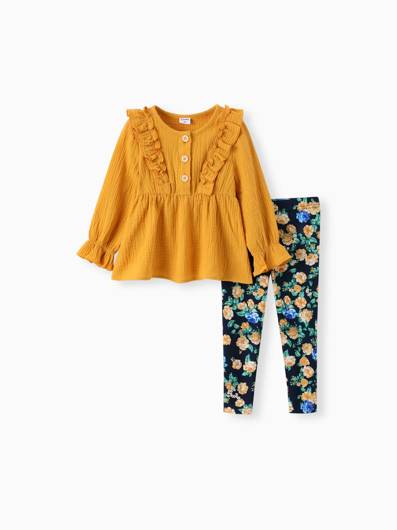 Toddler Girl 2pcs Sweet Ruffled Top and Floral Leggings Set 
Toddler Girl 2pcs Sweet Ruffled Top and Floral Leggings Set