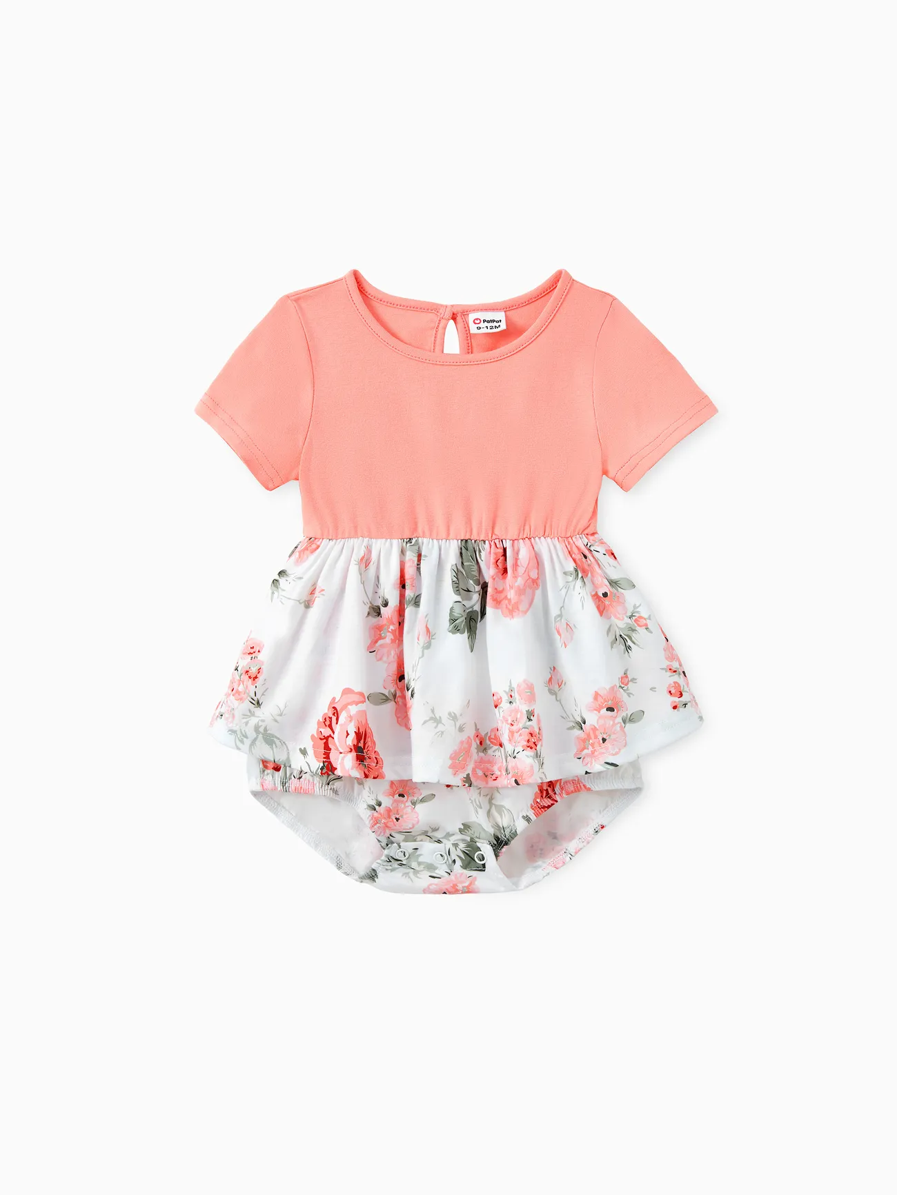 Family Matching Sets Pinkish Orange Cap-sleeve Spliced Floral Dresses and Short-sleeve Color Block T-shirts 
Family Matching Sets Pinkish Orange Cap-sleeve Spliced Floral Dresses and Short-sleeve Color Block T-shirts