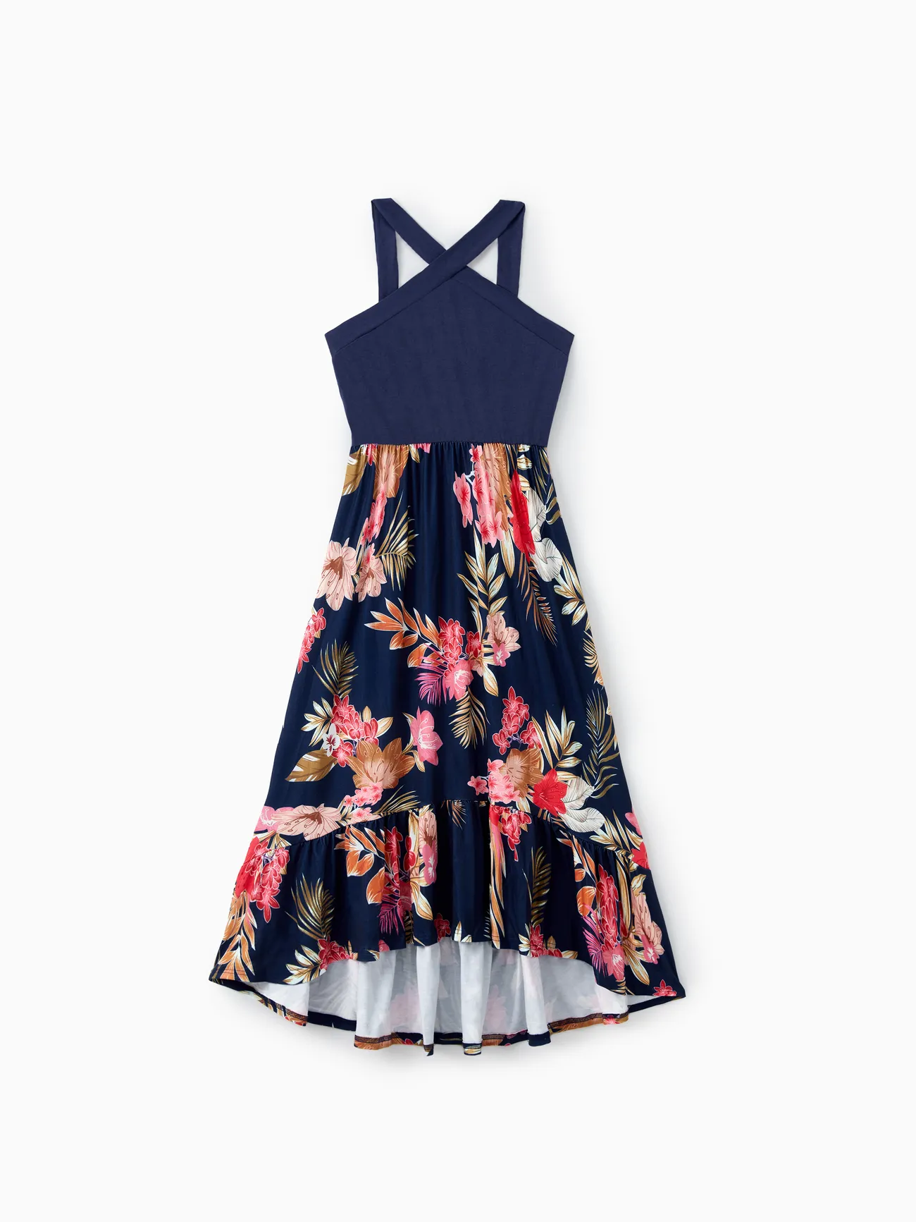 Family Matching Sets Deep Blue Tee or Cross Strap Pink Floral High-Low Ruffle Hem Dress
Family Matching Sets Deep Blue Tee or Cross Strap Pink Floral High-Low Ruffle Hem Dress