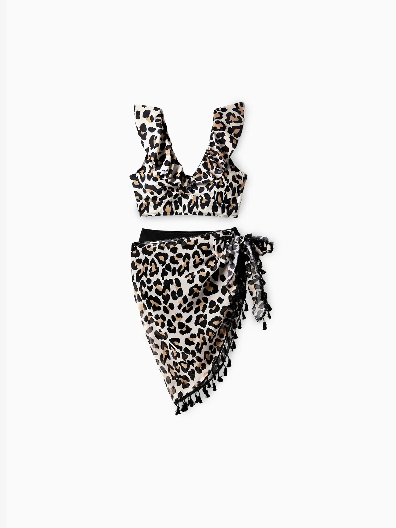 Family Matching Leopard Pattern Drawstring Swim Trunks or Ruffle Neck Two-Piece Bikini with Optional Cover Up Sarong Skirt
Family Matching Leopard Pattern Drawstring Swim Trunks or Ruffle Neck Two-Piece Bikini with Optional Cover Up Sarong Skirt