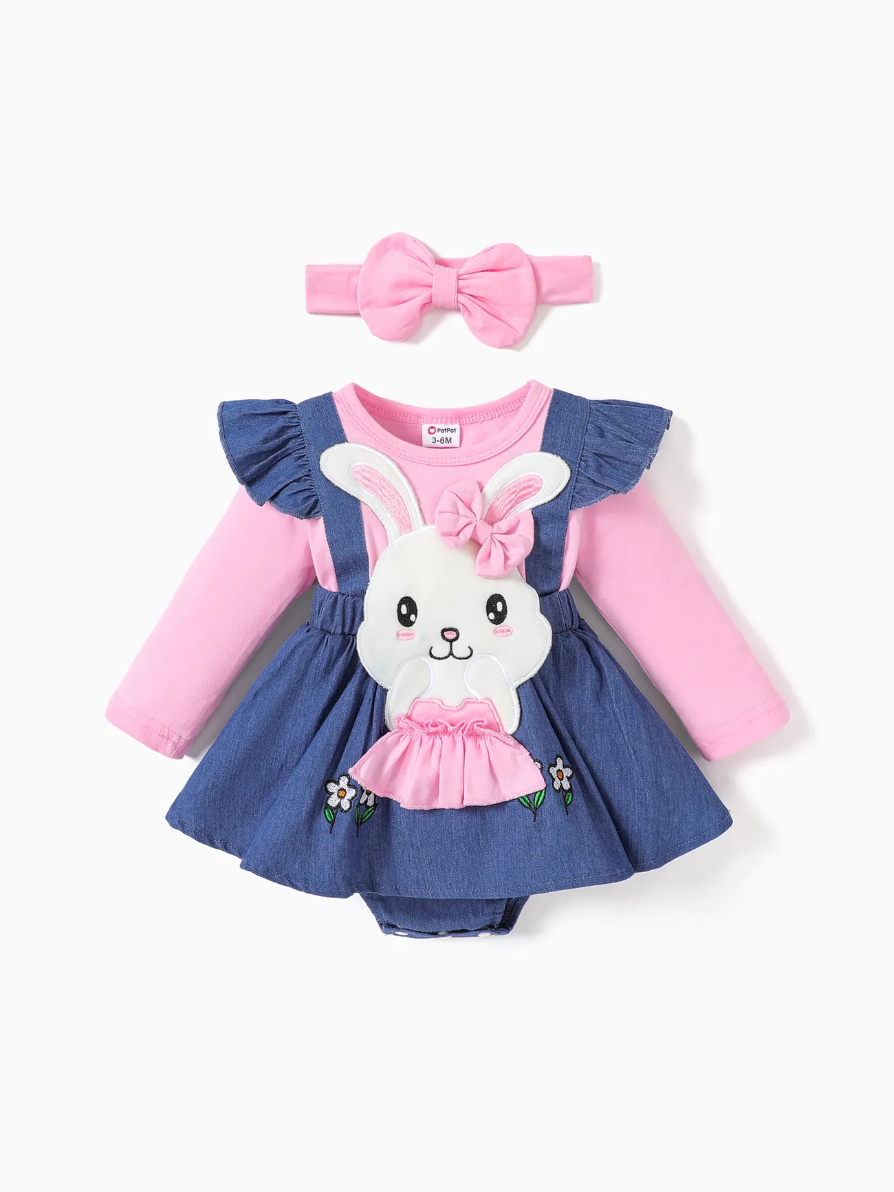 Baby Girls Clothes Bear Style Embroidered Romper with Headband 
Baby Girls Clothes Bear Style Embroidered Romper with Headband