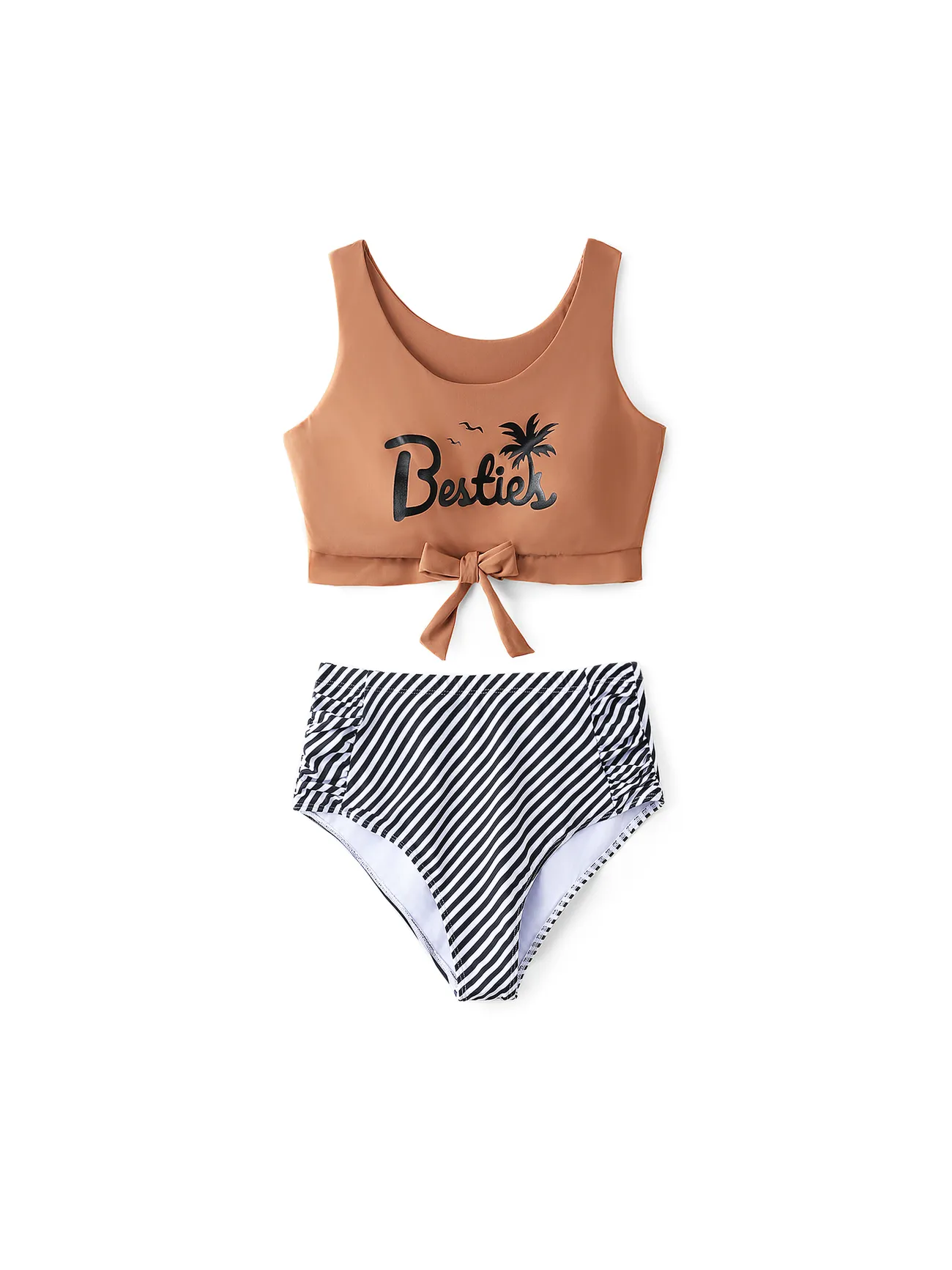 Family Matching Vertical Stripe Drawstring Swim Drunks or Besties Printed Crop Tank Bikini 
Family Matching Vertical Stripe Drawstring Swim Drunks or Besties Printed Crop Tank Bikini