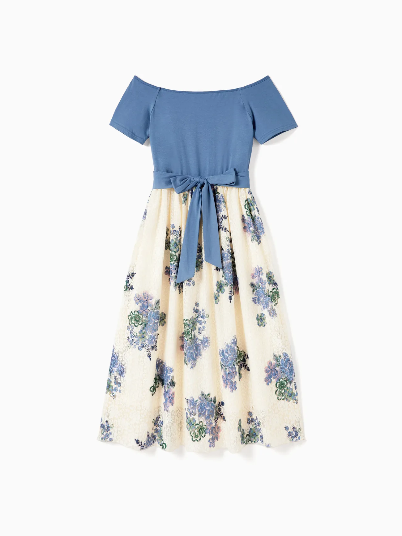 Family Matching Panel Stripe Tee and Off Shoulder Floral Lace Bottom Dress Sets
Family Matching Panel Stripe Tee and Off Shoulder Floral Lace Bottom Dress Sets