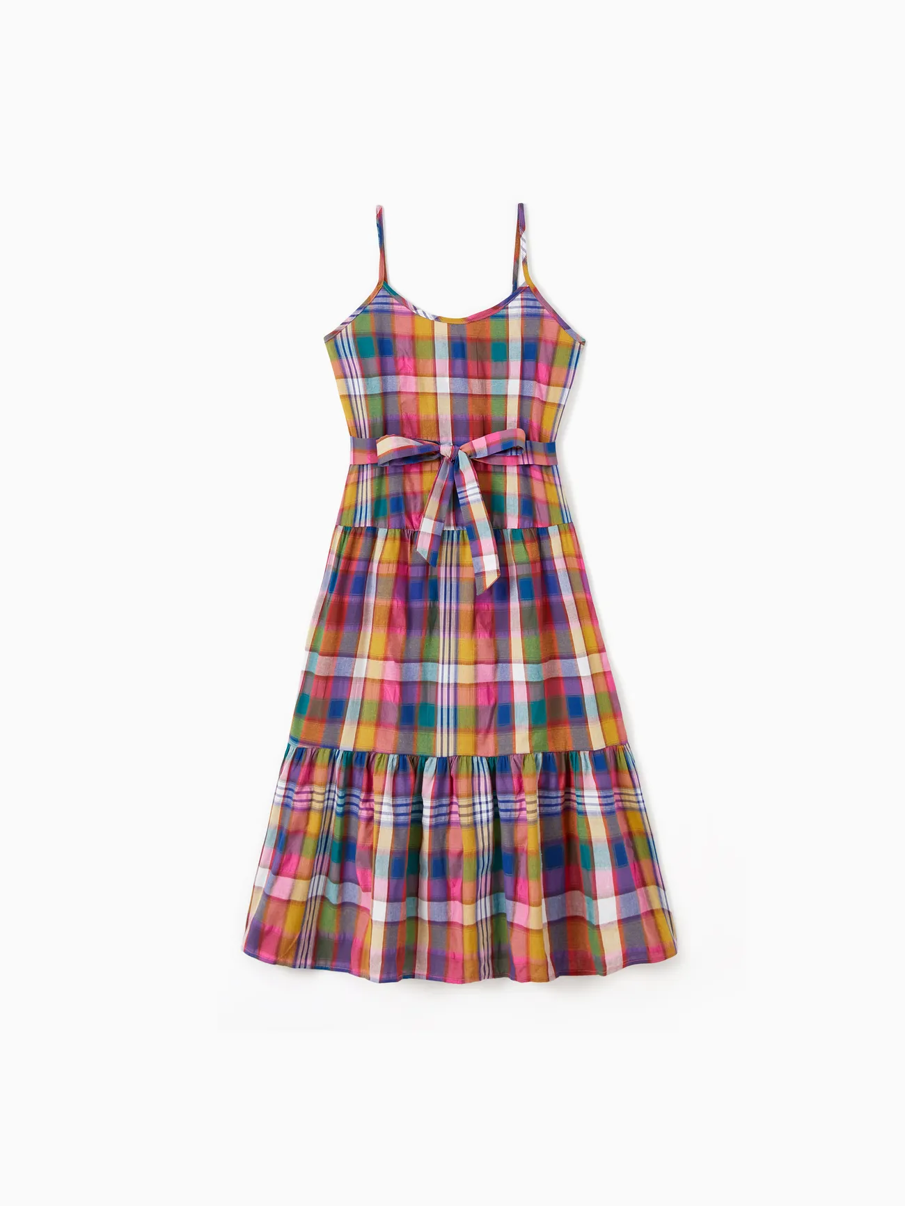Family Matching Sets Preppy Style Solid Color Polo Shirt or Colorful Plaid Ruffle Hem Belted Strap Dress 
Family Matching Sets Preppy Style Solid Color Polo Shirt or Colorful Plaid Ruffle Hem Belted Strap Dress