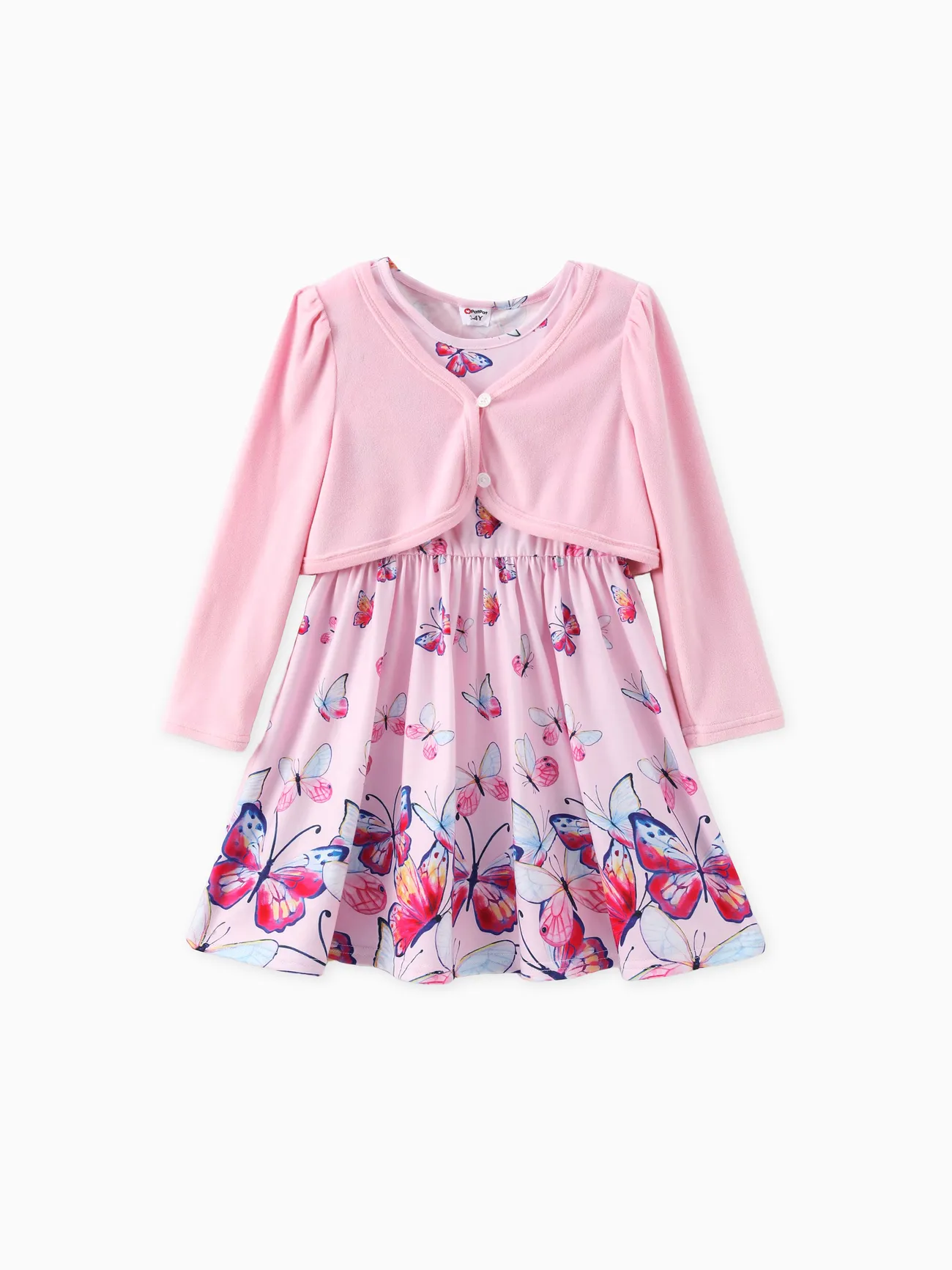 Toddler Girl 2pcs Solid Cardigan and Butterfly Print Dress Set
Toddler Girl 2pcs Solid Cardigan and Butterfly Print Dress Set
