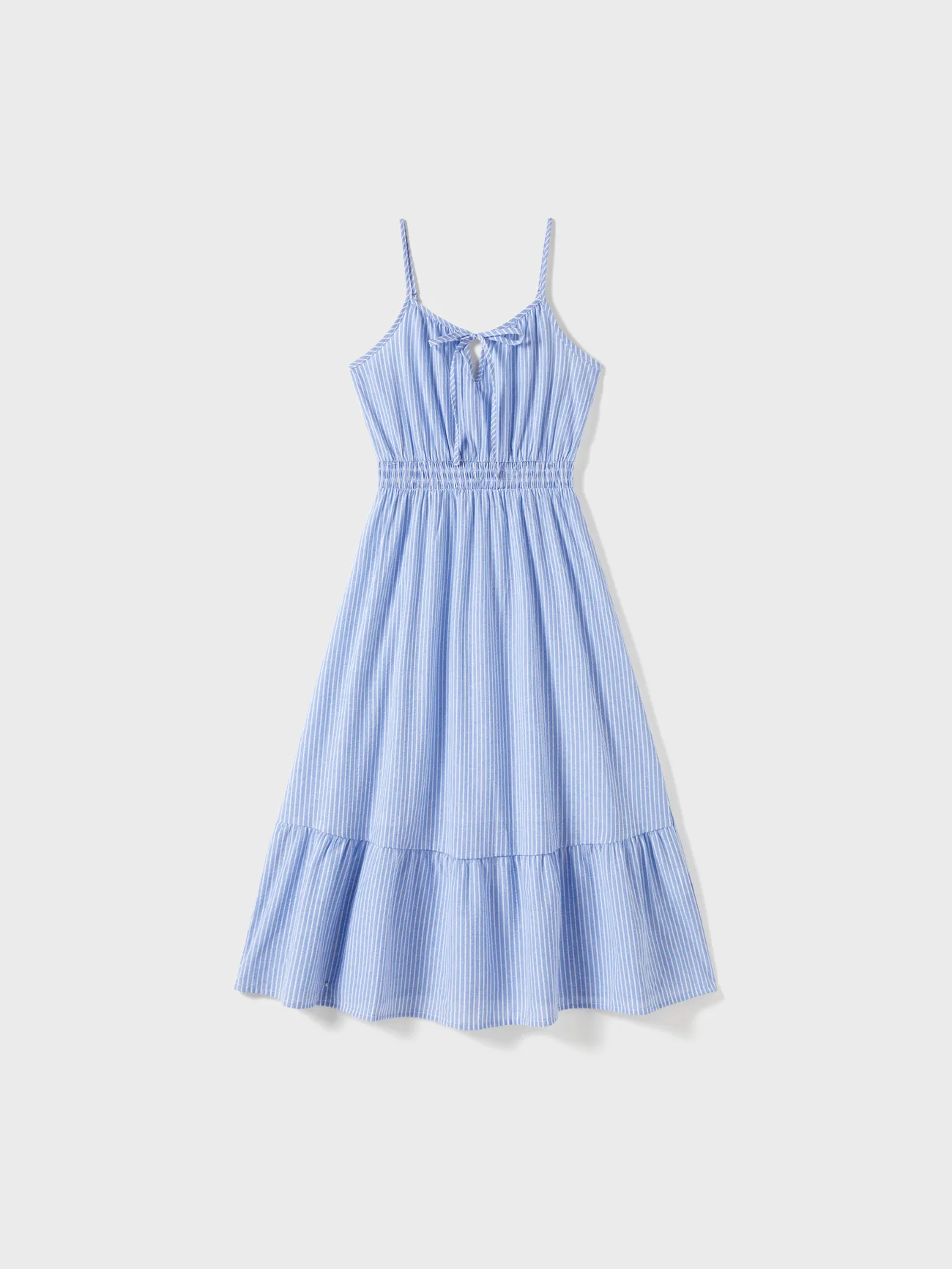 Family Matching Blue Stripe Panel Polo Shirt and Tie Neck Shirred Waist Stripe Strap Dress Sets
Family Matching Blue Stripe Panel Polo Shirt and Tie Neck Shirred Waist Stripe Strap Dress Sets