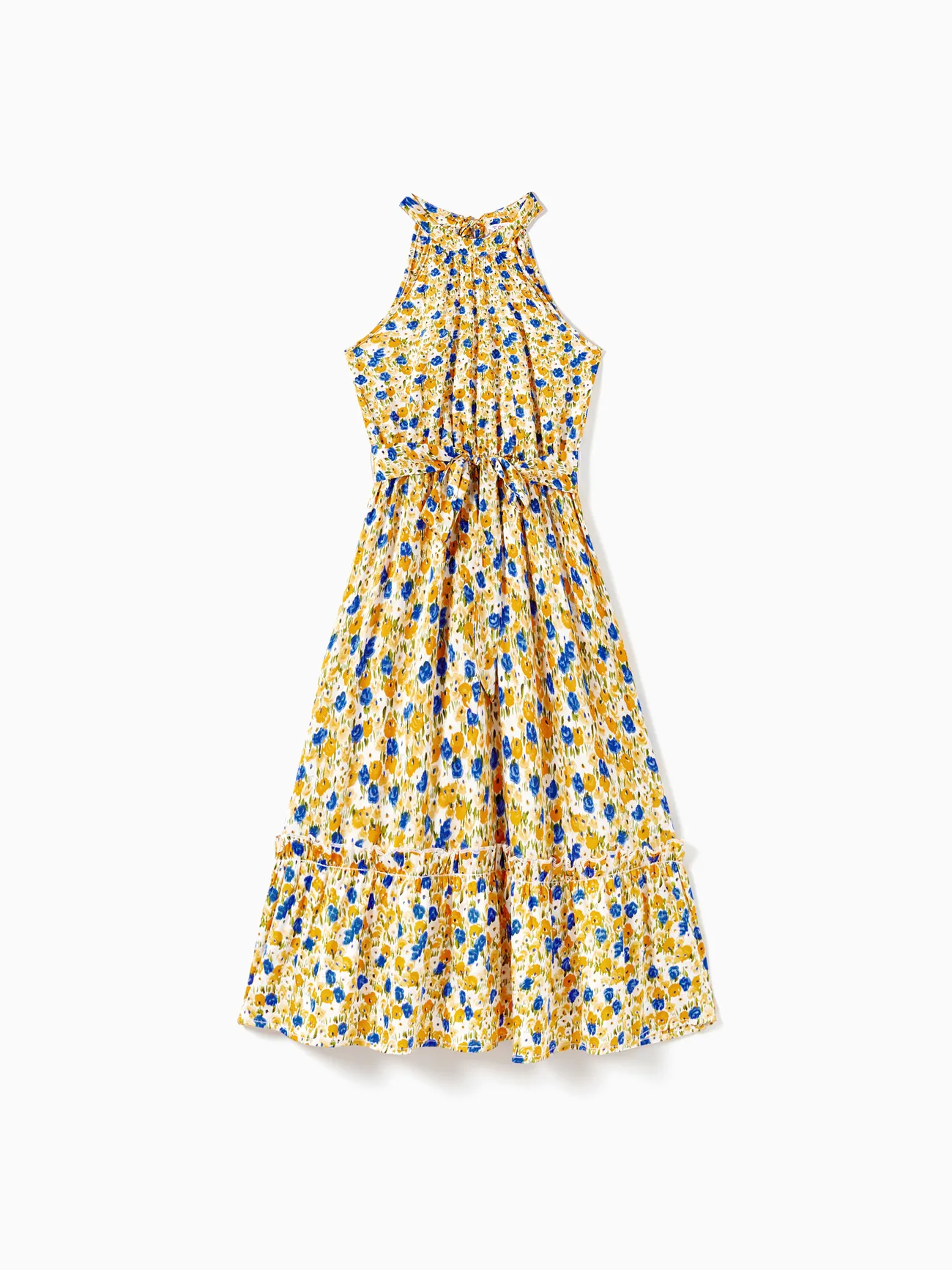 Family Matching Color Block Sunny Tee and Yellow Ditsy Floral High Neck Halter Sateen Dress Sets 
Family Matching Color Block Sunny Tee and Yellow Ditsy Floral High Neck Halter Sateen Dress Sets