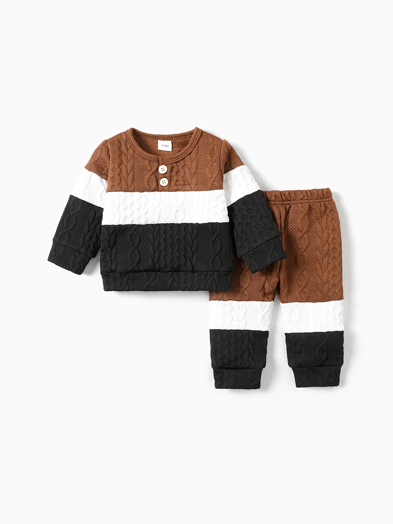 2pcs Baby Color Block Long-sleeve Sweatshirt and Trousers Set
2pcs Baby Color Block Long-sleeve Sweatshirt and Trousers Set