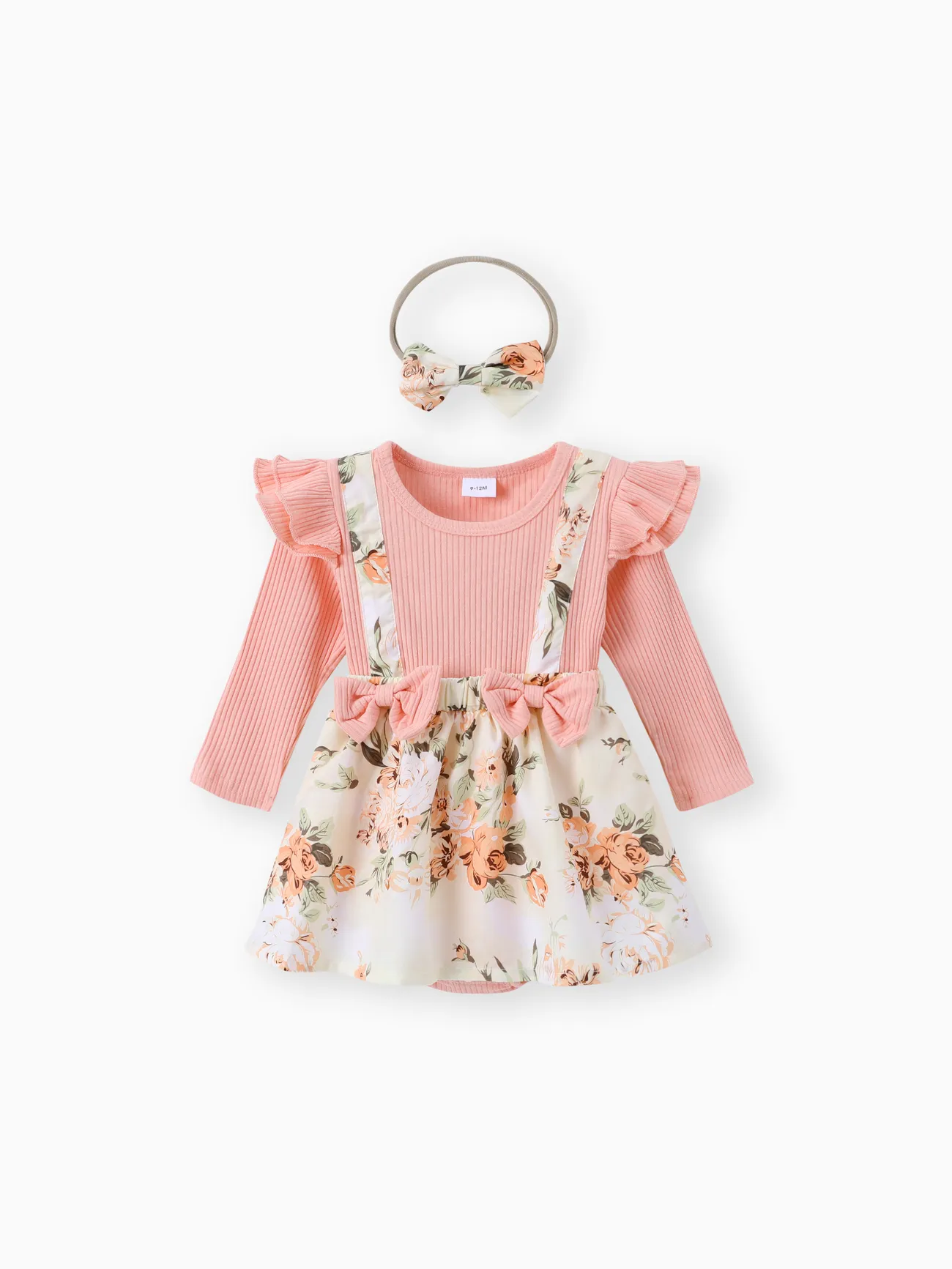 2pcs Baby Girl 95% Cotton Ribbed Long-sleeve Faux-two Floral Print Romper with Headband Set
2pcs Baby Girl 95% Cotton Ribbed Long-sleeve Faux-two Floral Print Romper with Headband Set