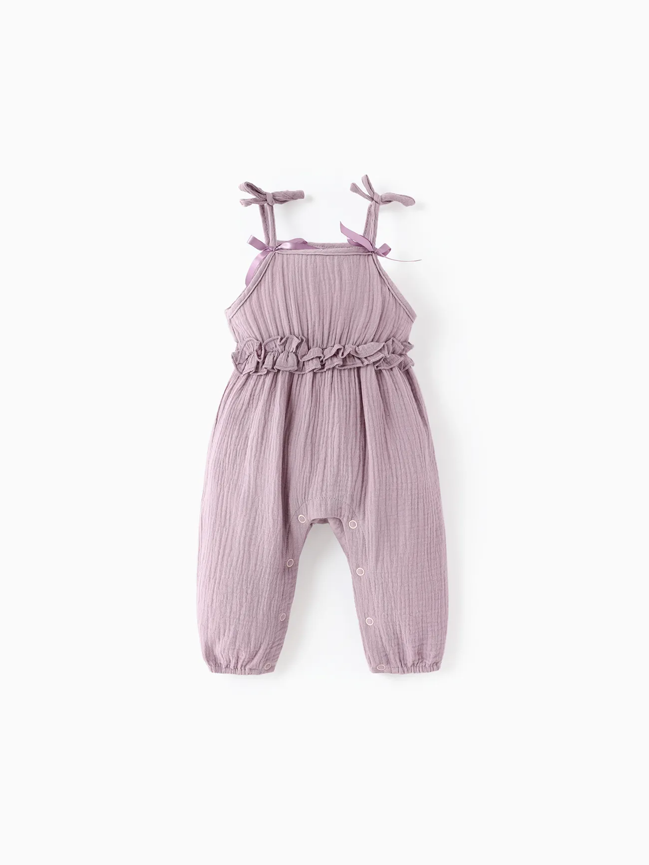 Baby Girl 100% Cotton Crepe Bow Decor Solid Cami Jumpsuit
Baby Girl 100% Cotton Crepe Bow Decor Solid Cami Jumpsuit