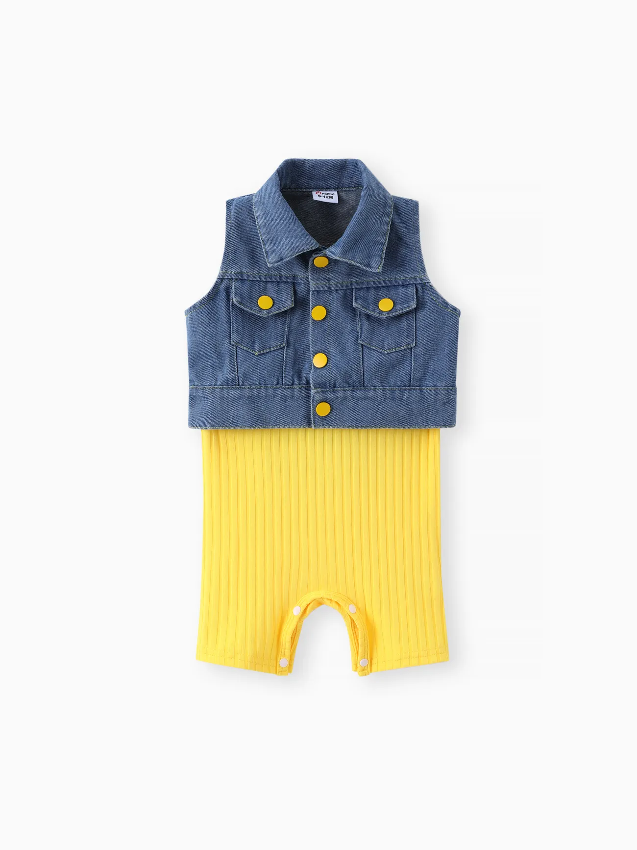2pcs Baby Girl Solid Rib-knit Romper and Button Up Front Vest Denim Jacket Set
2pcs Baby Girl Solid Rib-knit Romper and Button Up Front Vest Denim Jacket Set