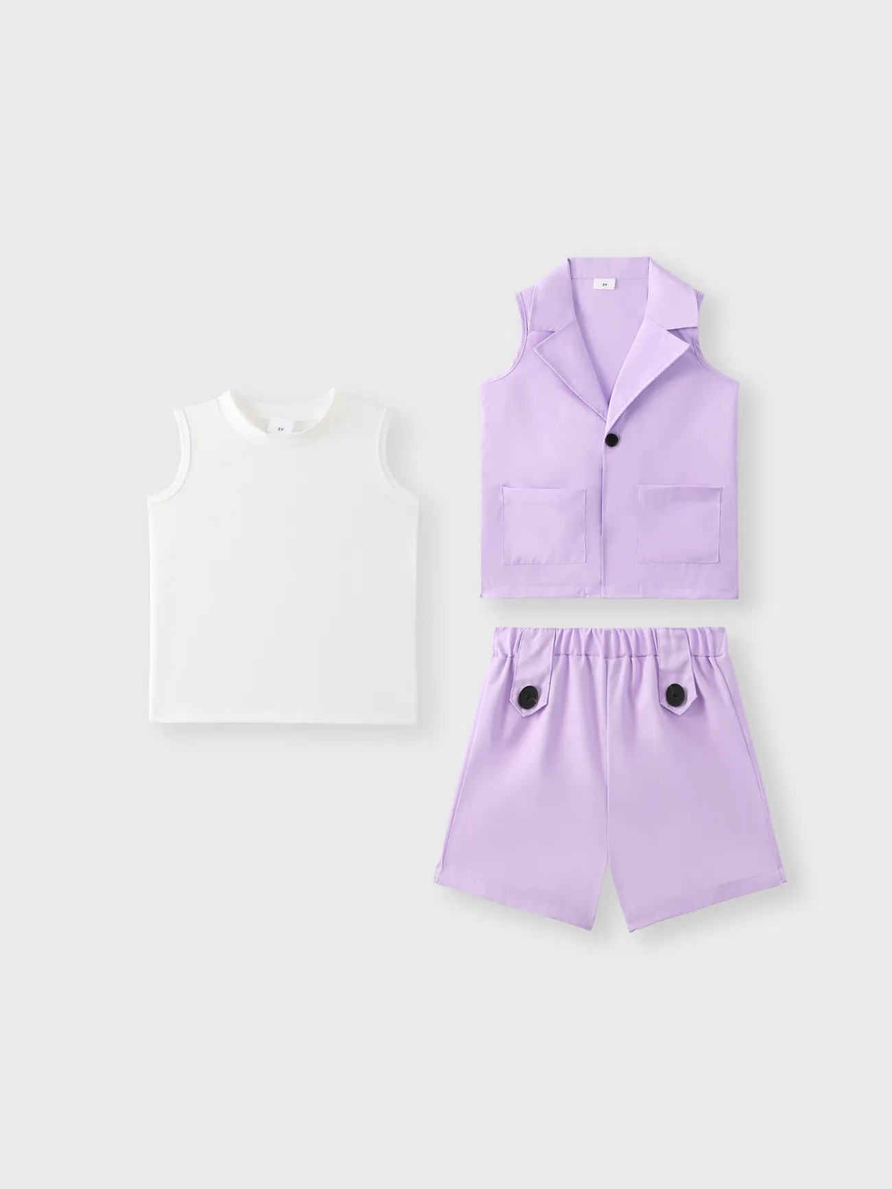 4pcs Toddler Girl Trendy Sleeveless Tee & Shorts & Lapel Collar Coat and Belted Waist Bag Set
4pcs Toddler Girl Trendy Sleeveless Tee & Shorts & Lapel Collar Coat and Belted Waist Bag Set