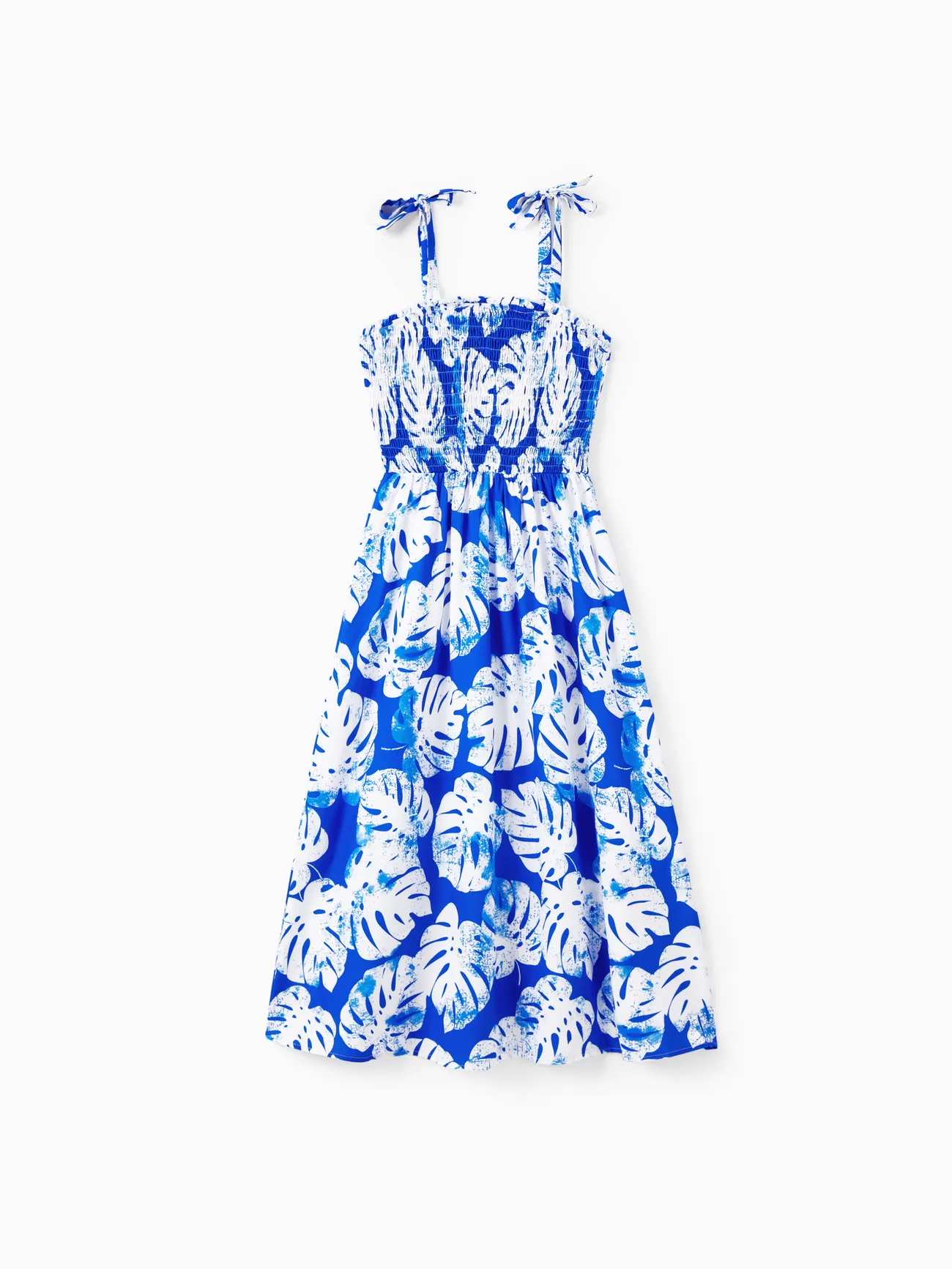 Family Matching Color Block Tee and Blue Leaf Pattern Shirred Top Strap Dress Sets
Family Matching Color Block Tee and Blue Leaf Pattern Shirred Top Strap Dress Sets