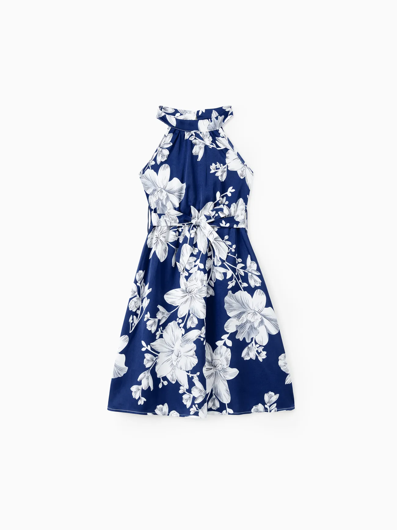 Family Matching Sets Blue Satin Floral Shirt or High Neck Halter Belted Sleeveless A-Line Silky Midi Dress
Family Matching Sets Blue Satin Floral Shirt or High Neck Halter Belted Sleeveless A-Line Silky Midi Dress